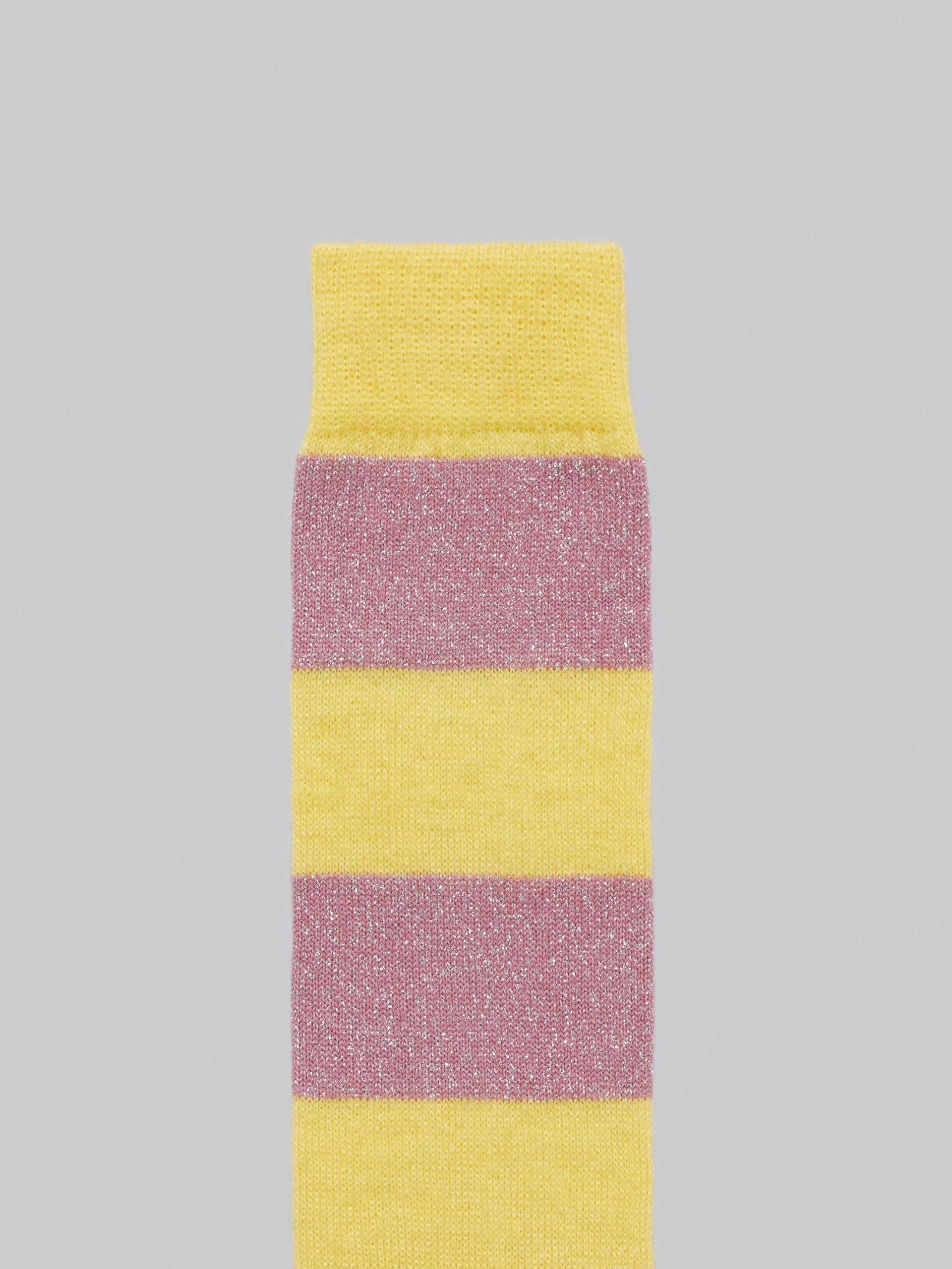 YELLOW MOHAIR-COTTON SOCKS WITH LUREX STRIPES - 3