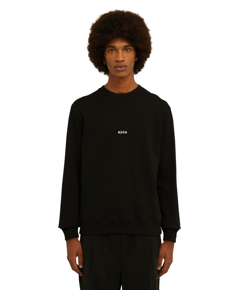 MSGM Crew 목 면 스웨터 마이크로 로고 outlook