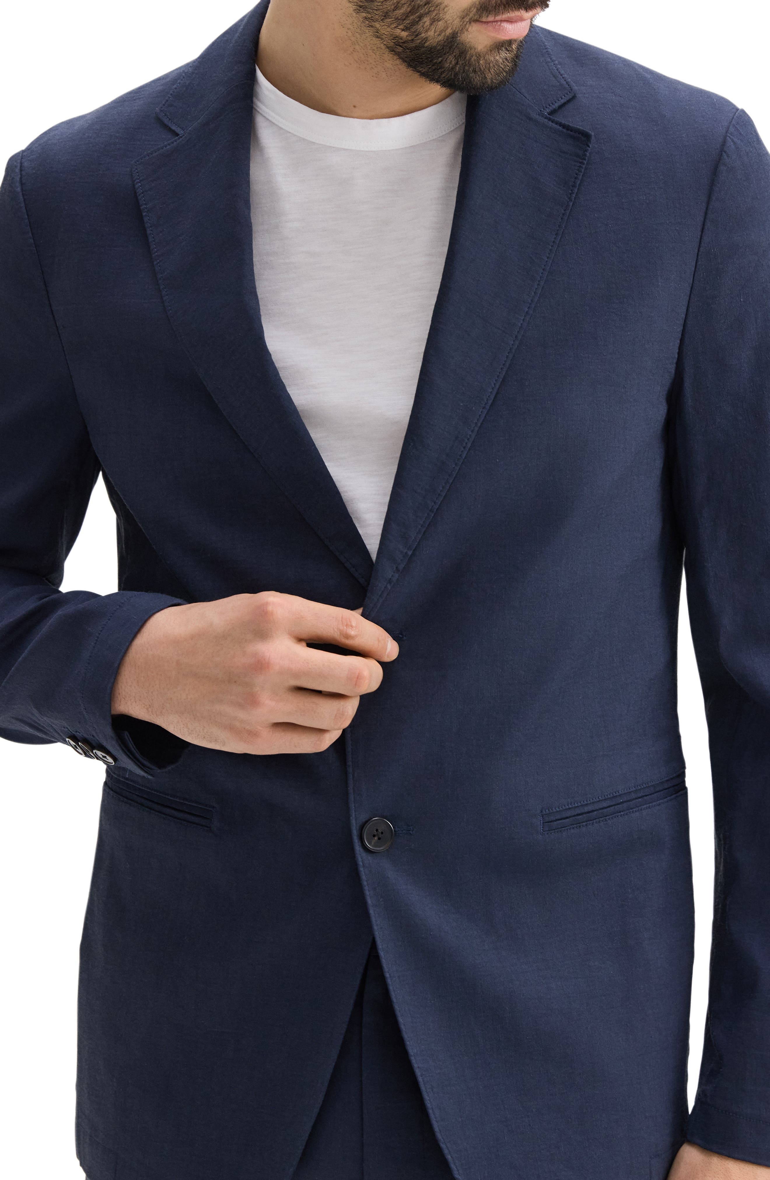 Theory Clinton Navy Stretch Linen Blend Sport Coat in Eclipse at Nordstrom - 4