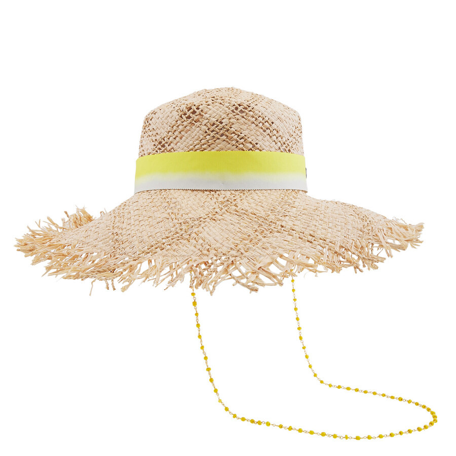 Maison Michel Ladies Yellow Big New Kendall Tie Dye Ribbon Hat - 5