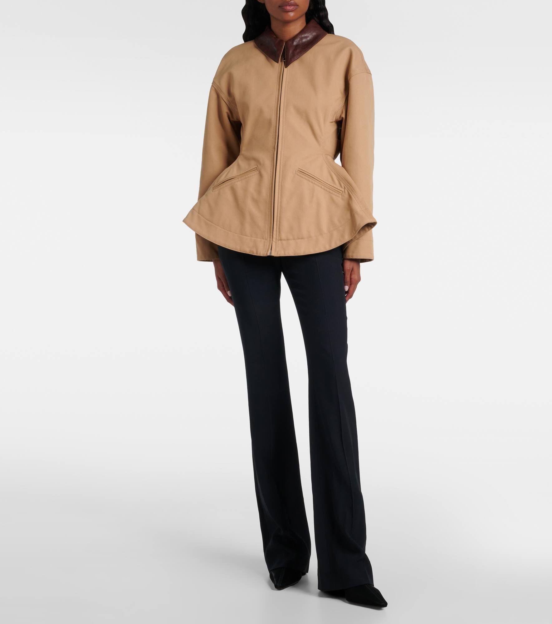 Leather-trimmed canvas jacket - 2