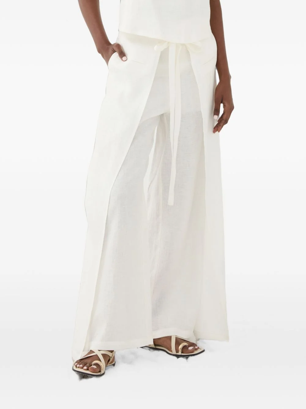 tie-fastening wrap trousers - 1