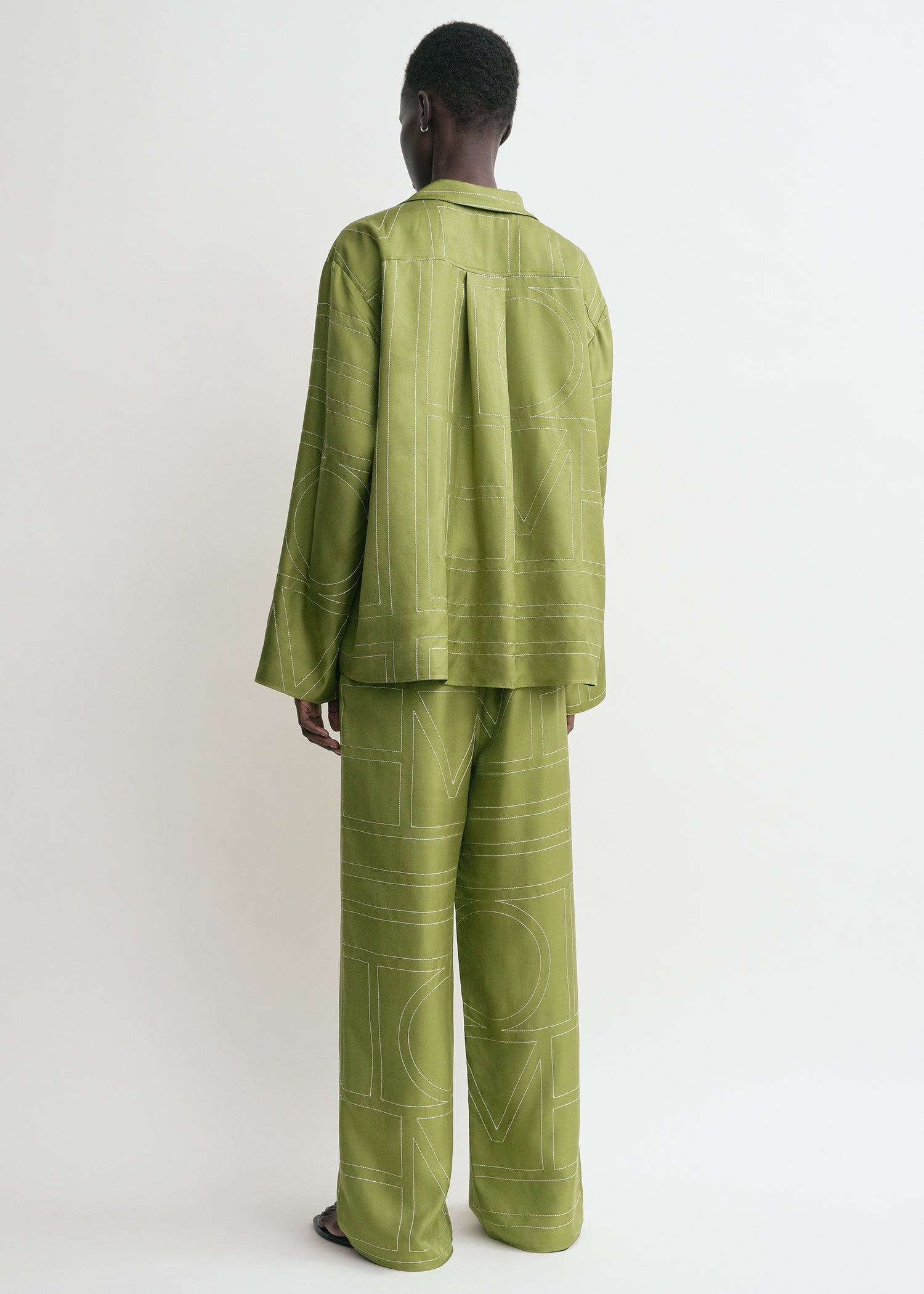 Monogram silk pj top laurel - 4