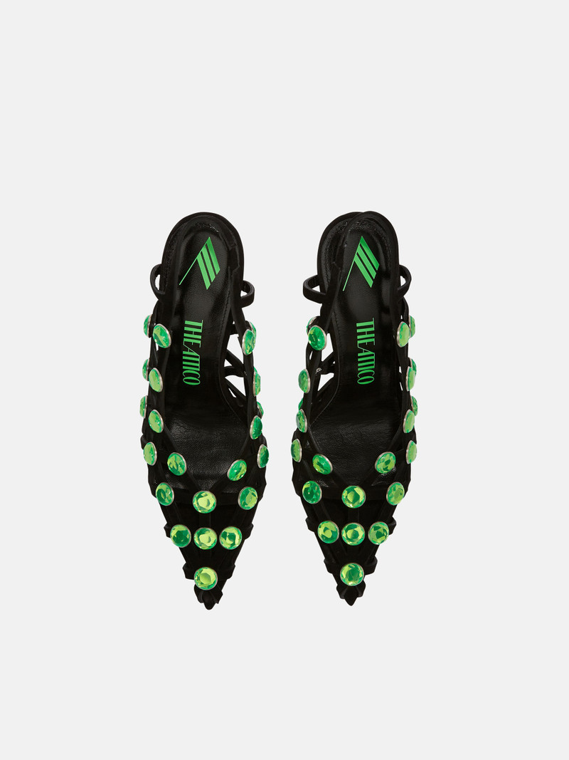 ''GRID'' SLINGBACK  BLACK AND FLUO GREEN 4