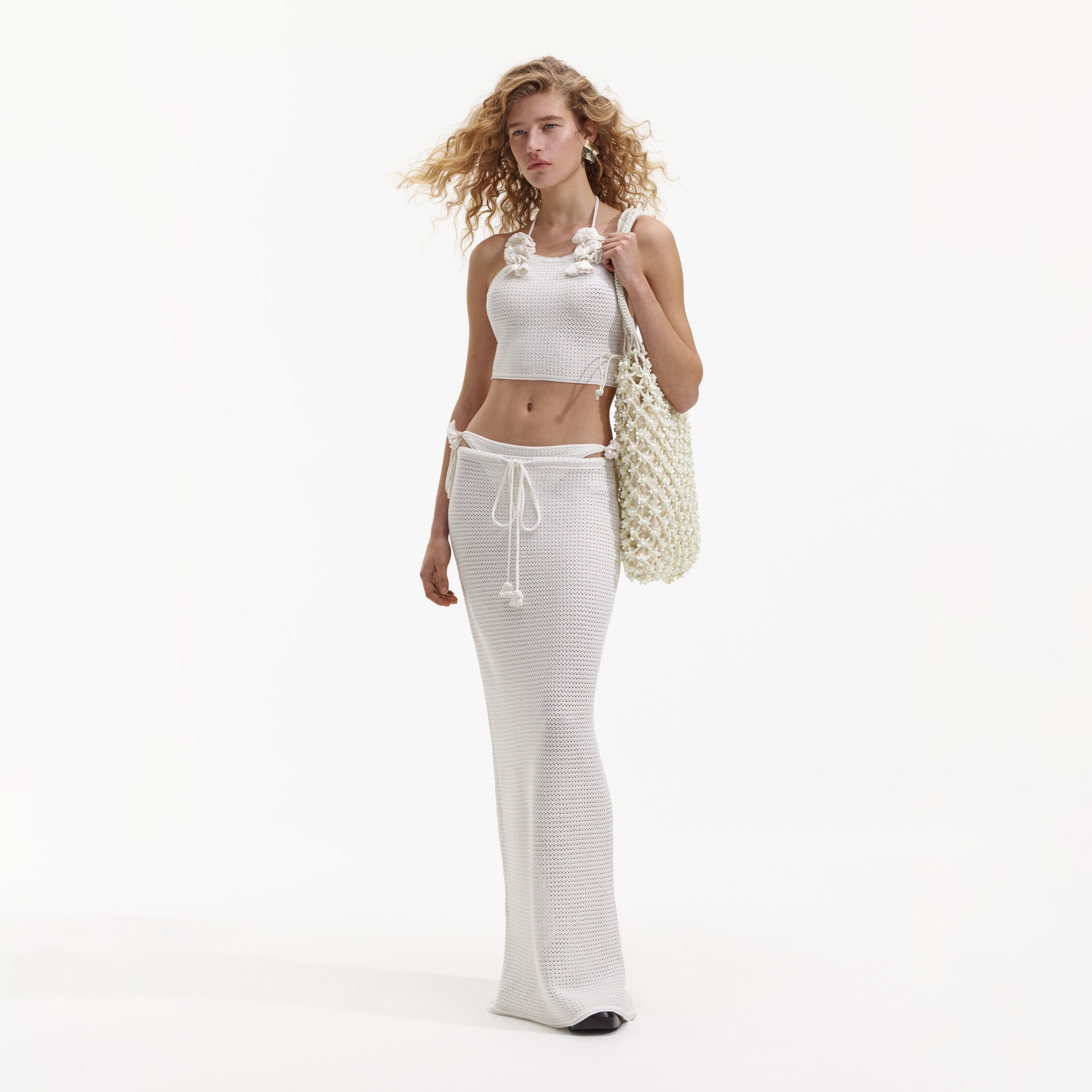 White Crochet Crop Top - 2