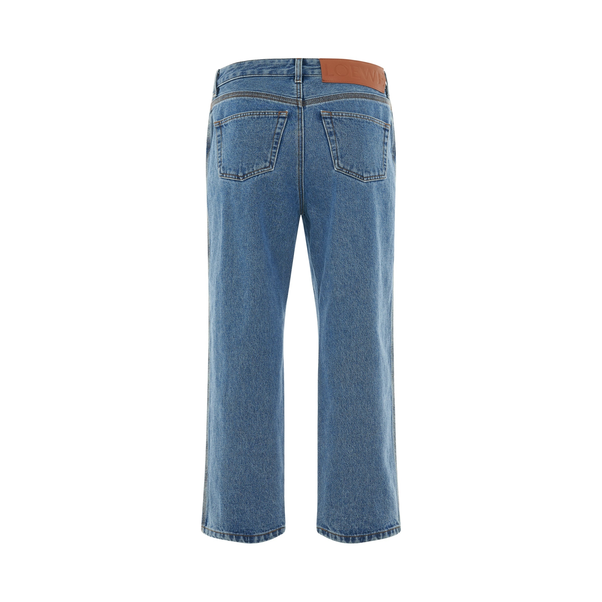 Women Anagram Cropped Jeans in Mid Blue Denim - 4