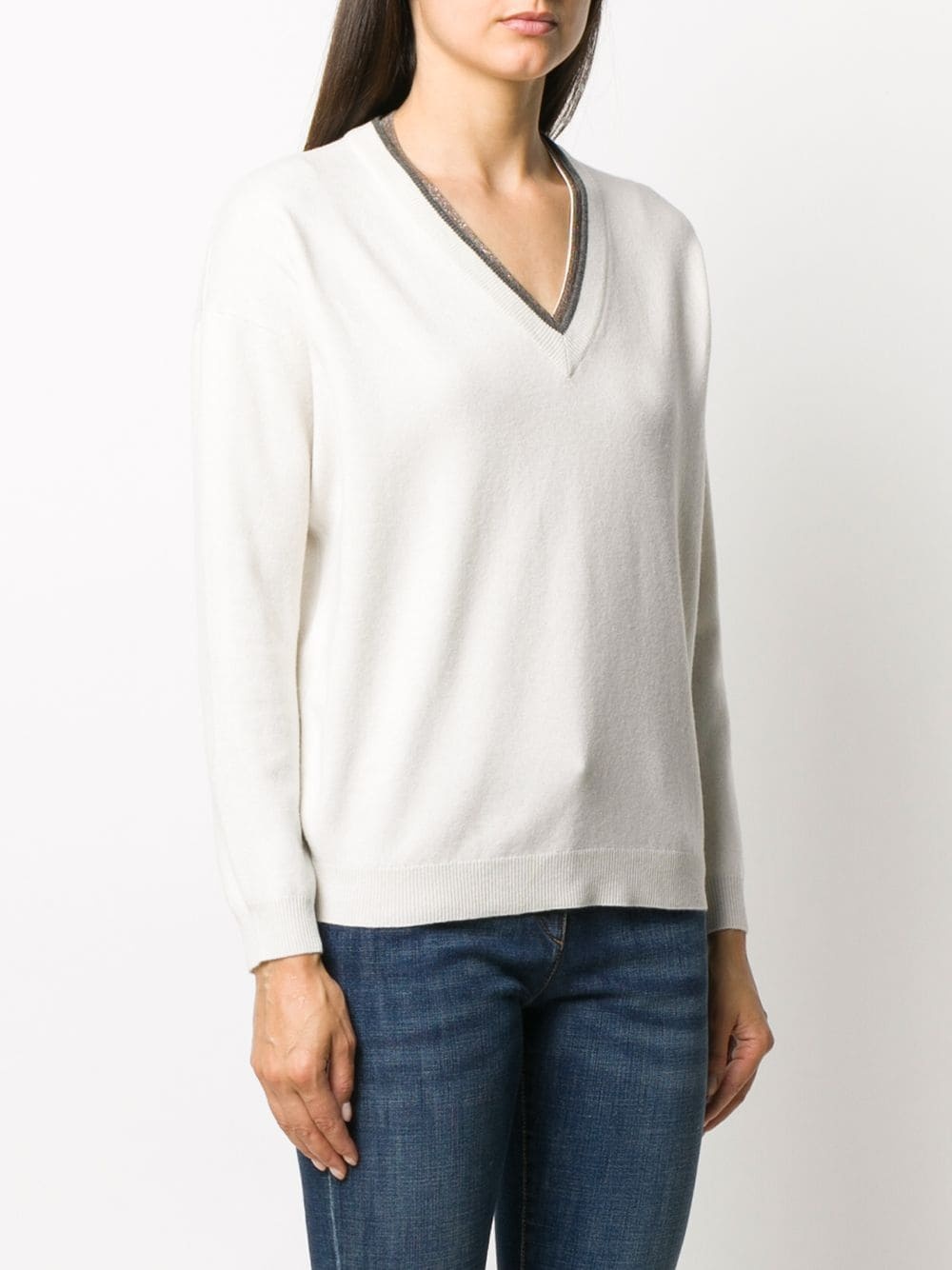 beaded v-neck jumper - 3