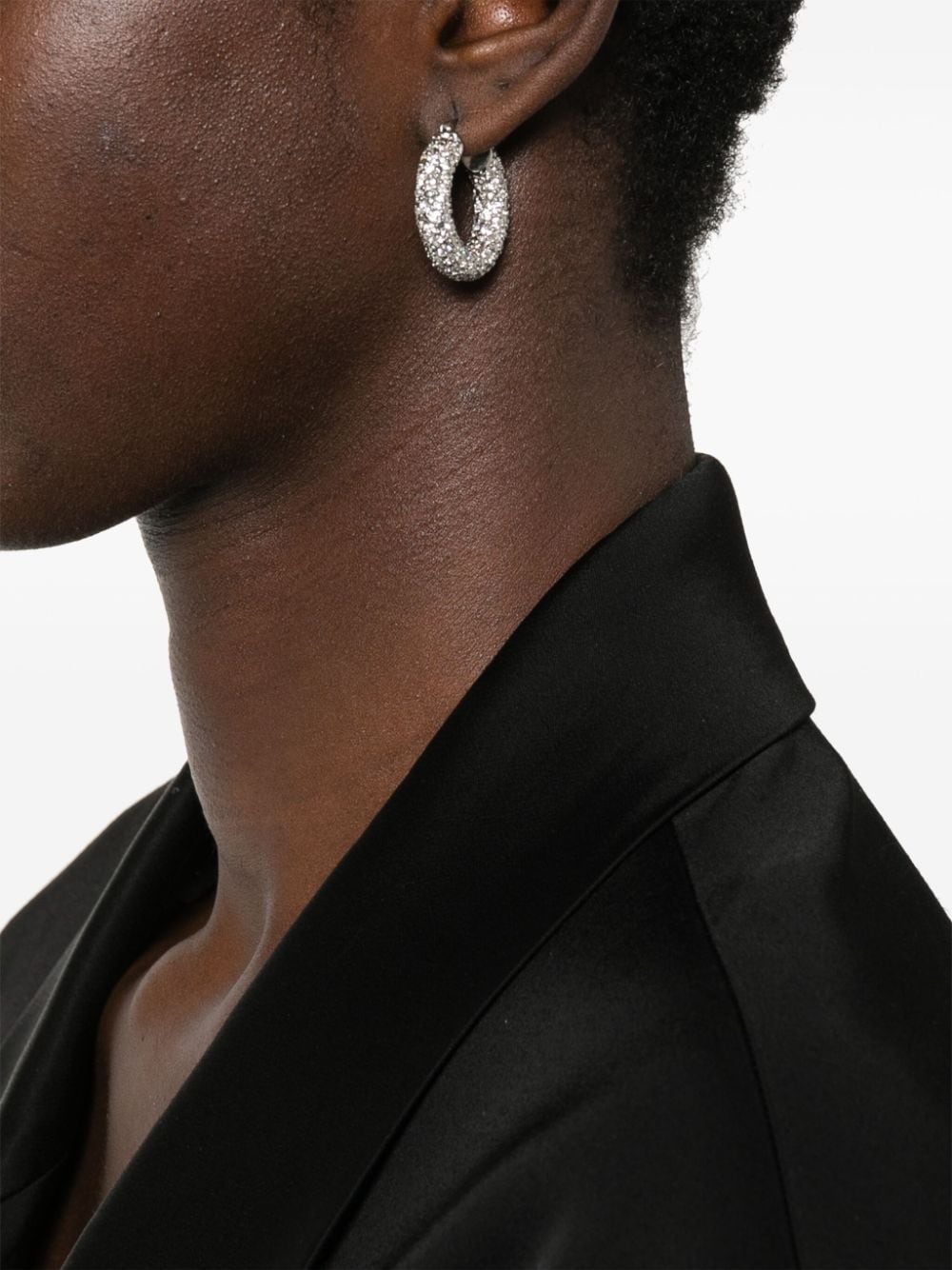 rhinestone-embellished hinged hoop earrings - 2