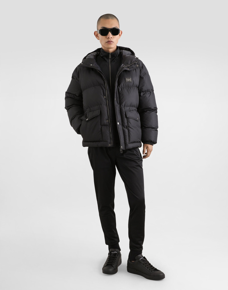Dolce & Gabbana Nylon down jacket with hood and branded tag outlook