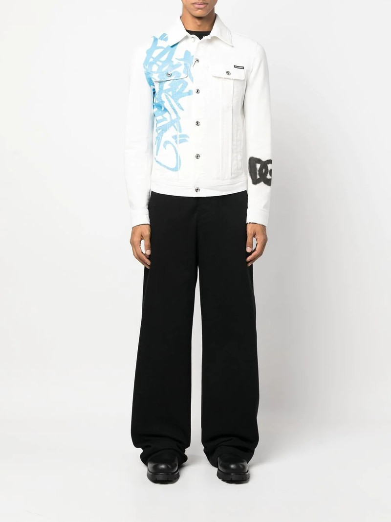 Dolce & Gabbana graffiti-print denim jacket outlook