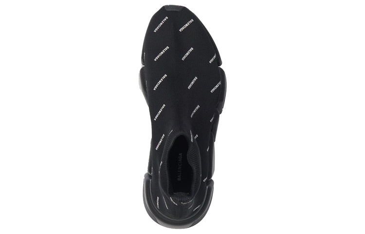 Balenciaga Speed 2.0 Sneakers 'Black Knit with White Allover Logo' 617239W2DBO1090 - 3
