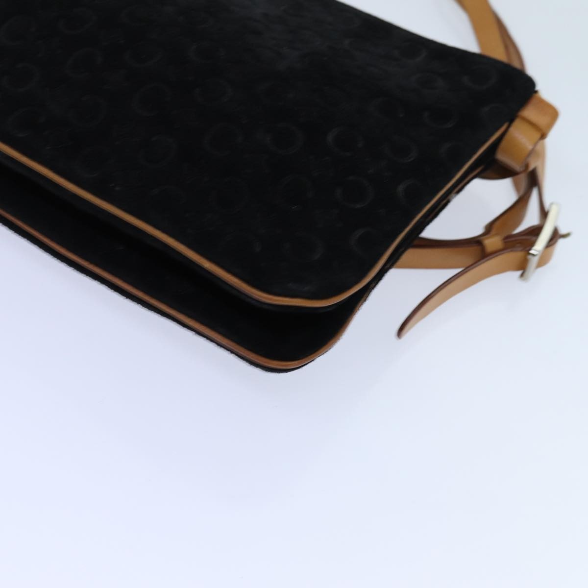 CELINE C Macadam Canvas Shoulder Bag Black - 11