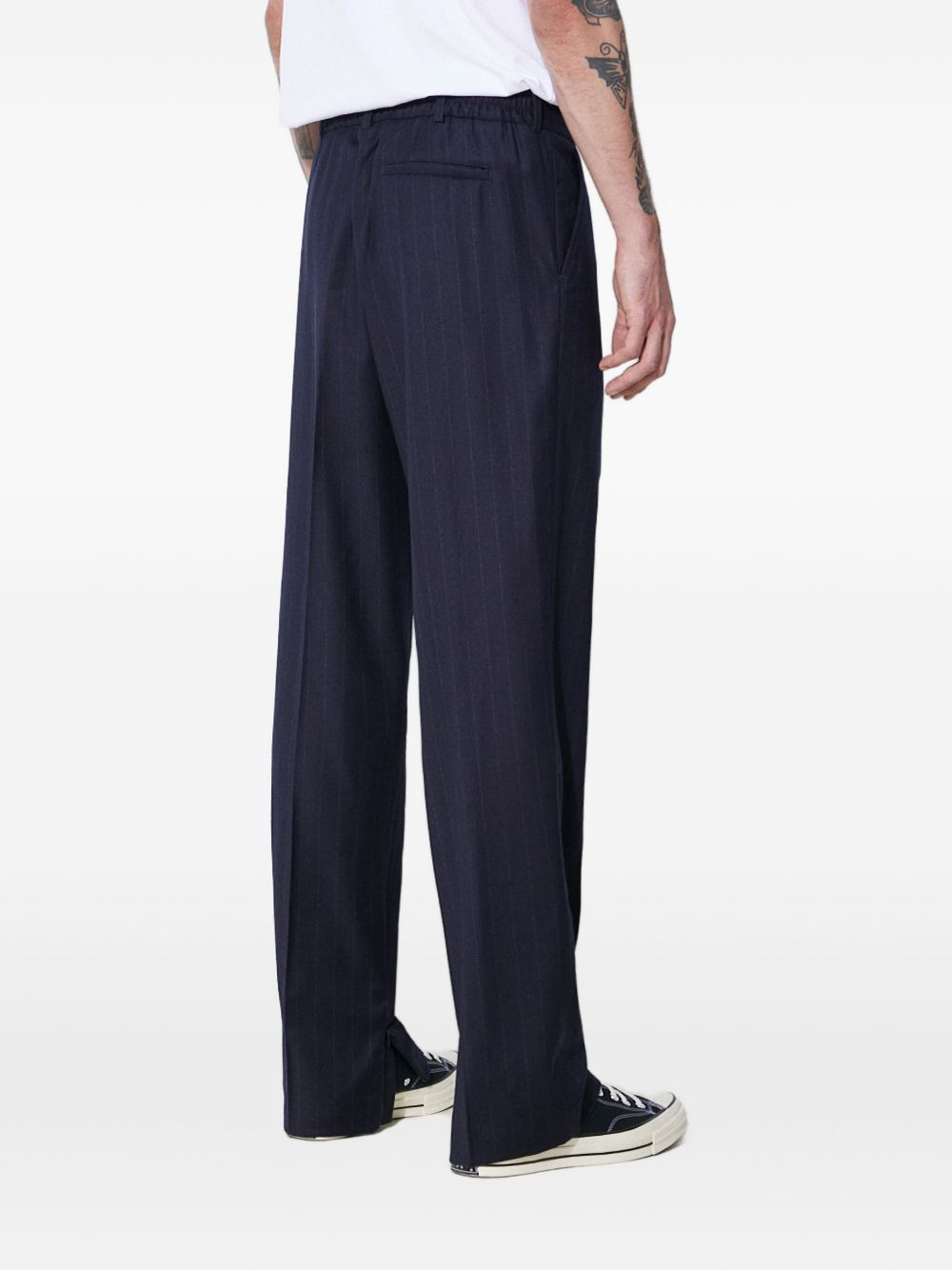 pinstripe pleated-front trousers - 3