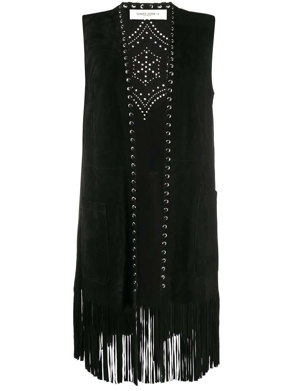 studded detailed fringe waistcoat - 1