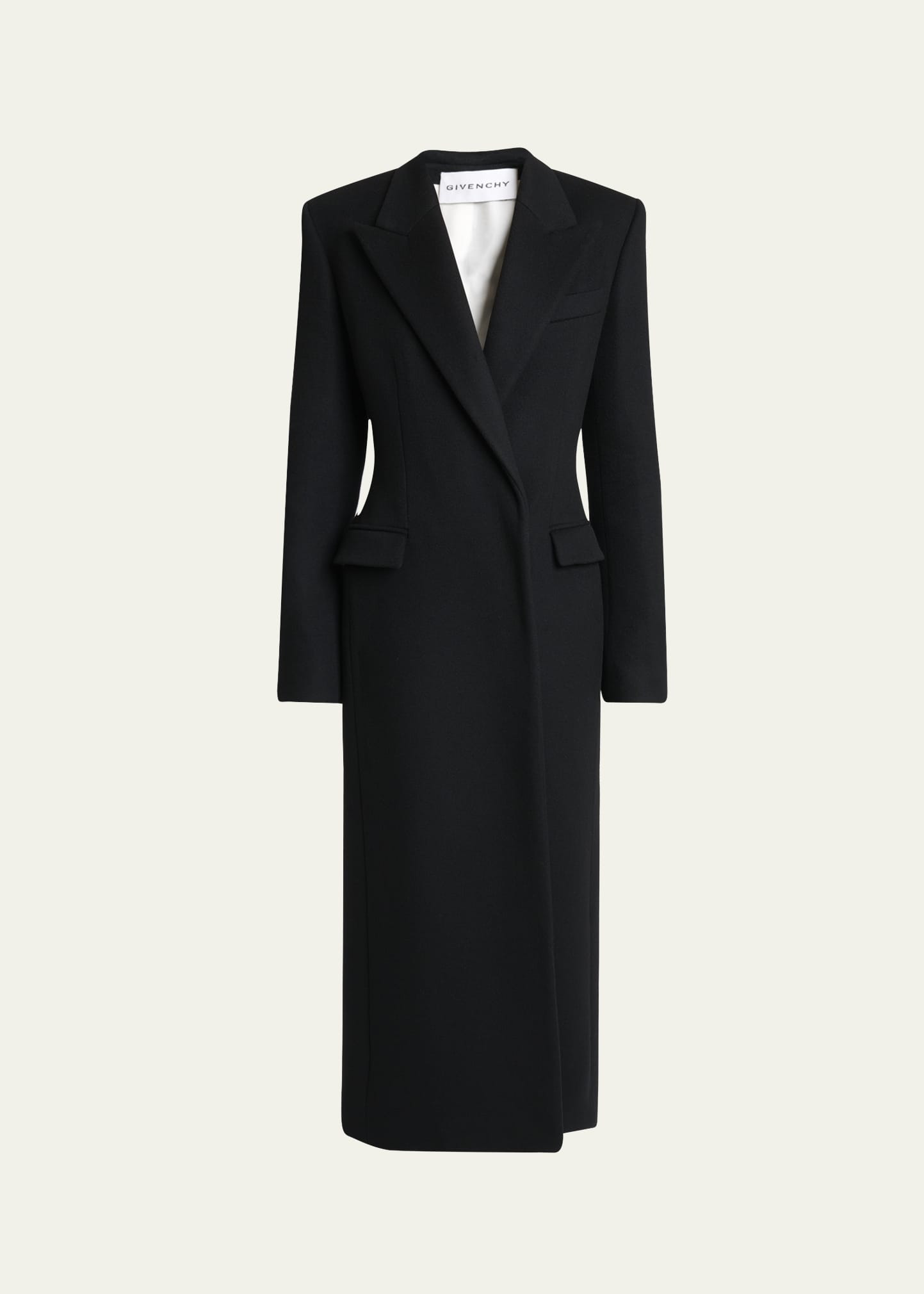 Wool Double-Breasted Cinched Coat - 1
