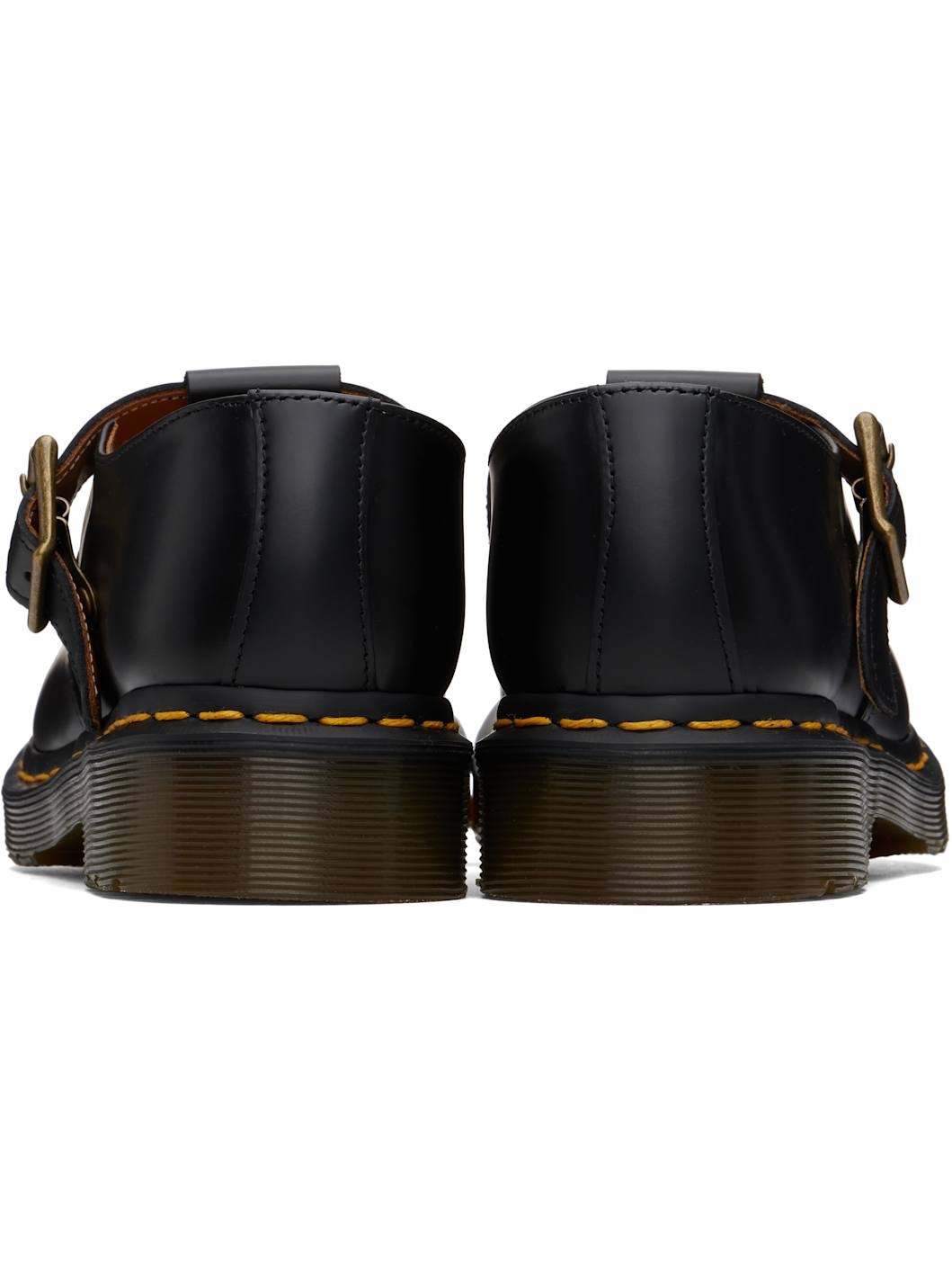 Black Polley Smooth Leather Mary Jane Loafers - 2