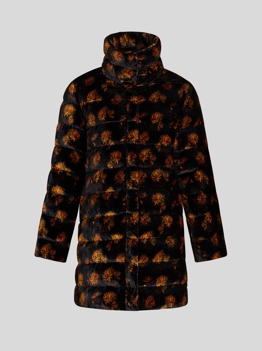 VELVET DOWN JACKET WITH DAHLIAS - 1