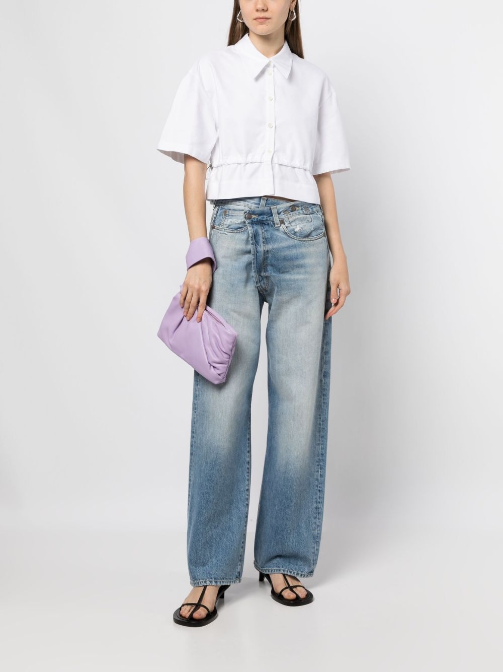 drawstring short-sleeve cotton shirt - 2