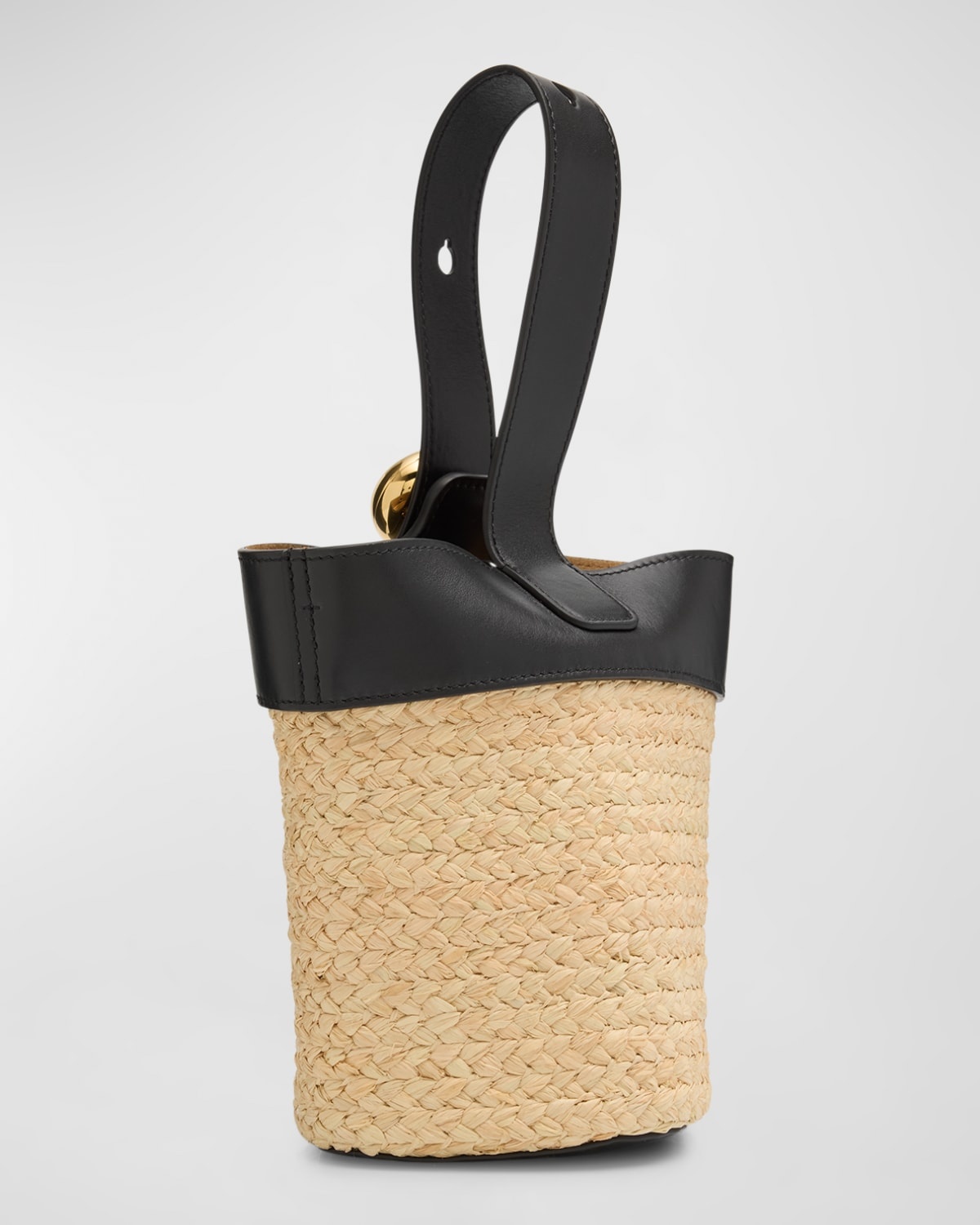 Mini Anagram Pebble Raffia Bucket Bag - 6