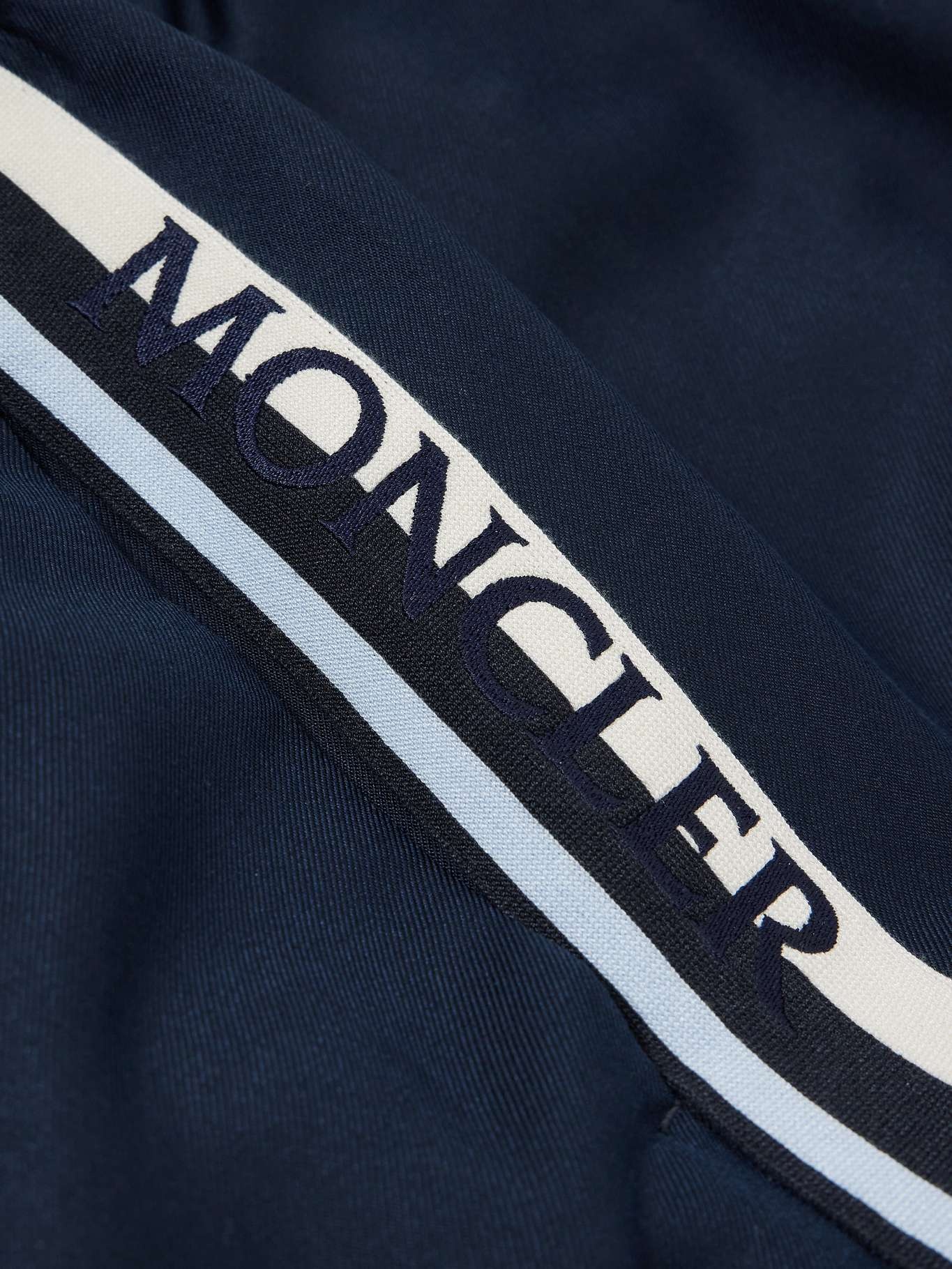 Embroidered grosgrain-trimmed jersey tapered track pants - 5