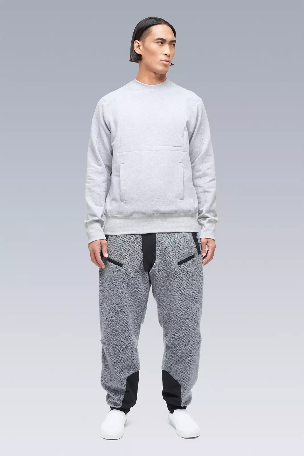 S14-BR Cotton Crewneck Sweatshirt Gray Melange - 1