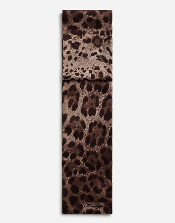 Silk leopard print scarf - 1