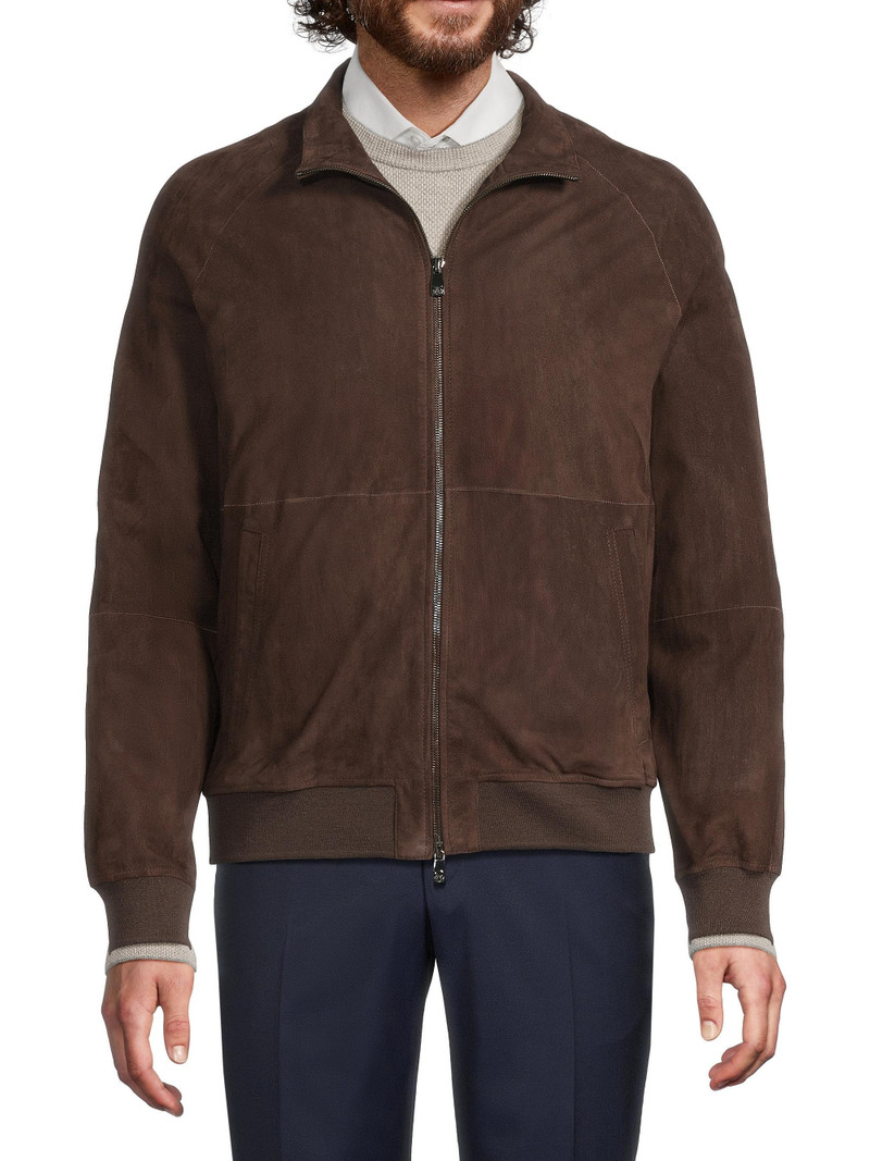 Men's Suede Zip Jacket - Brown 3