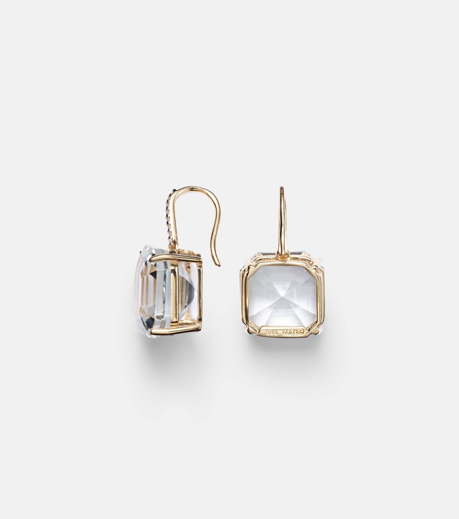 14kt gold earrings with quartz and diamonds - 4