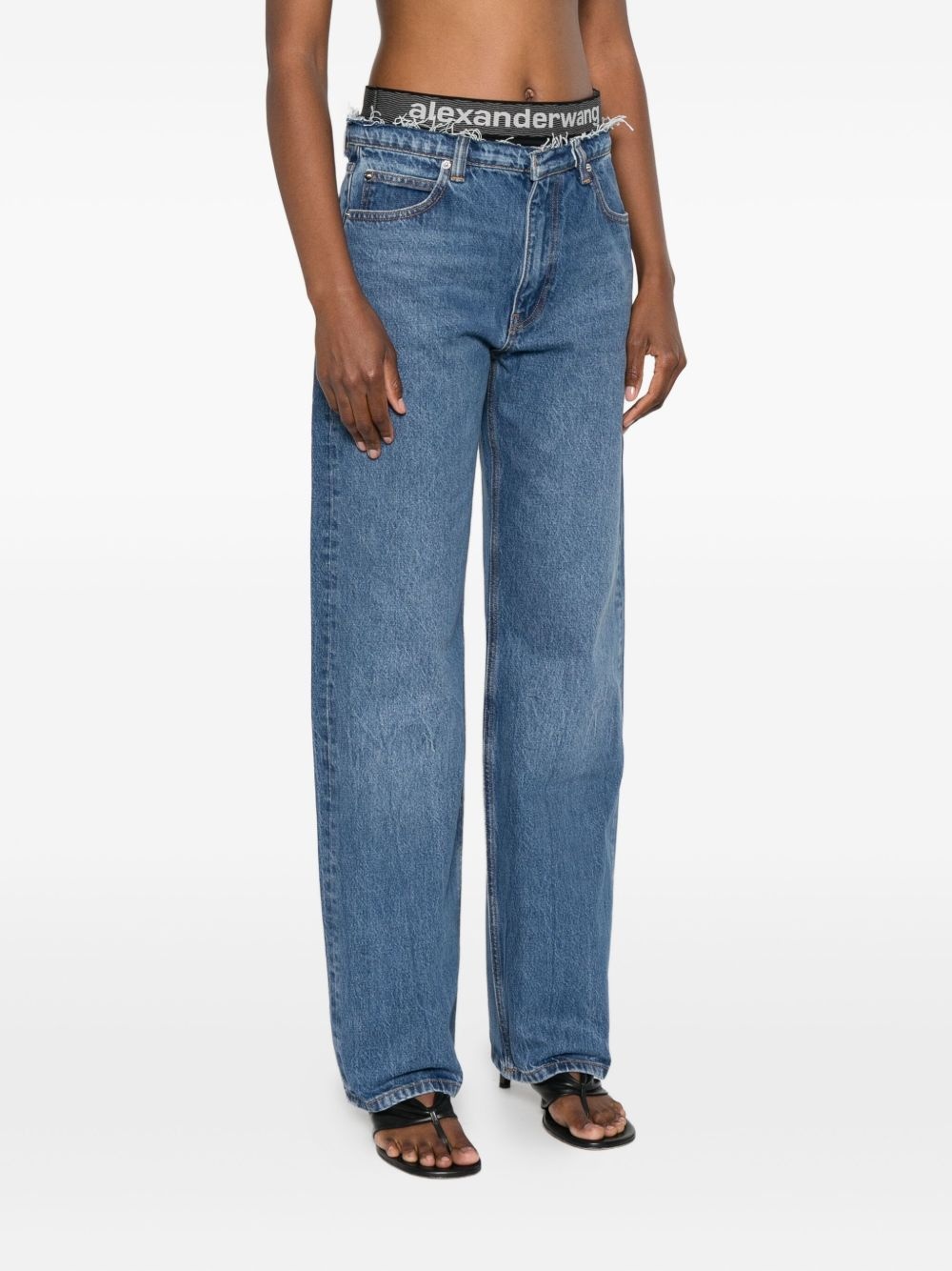 logo-waistband jeans - 3