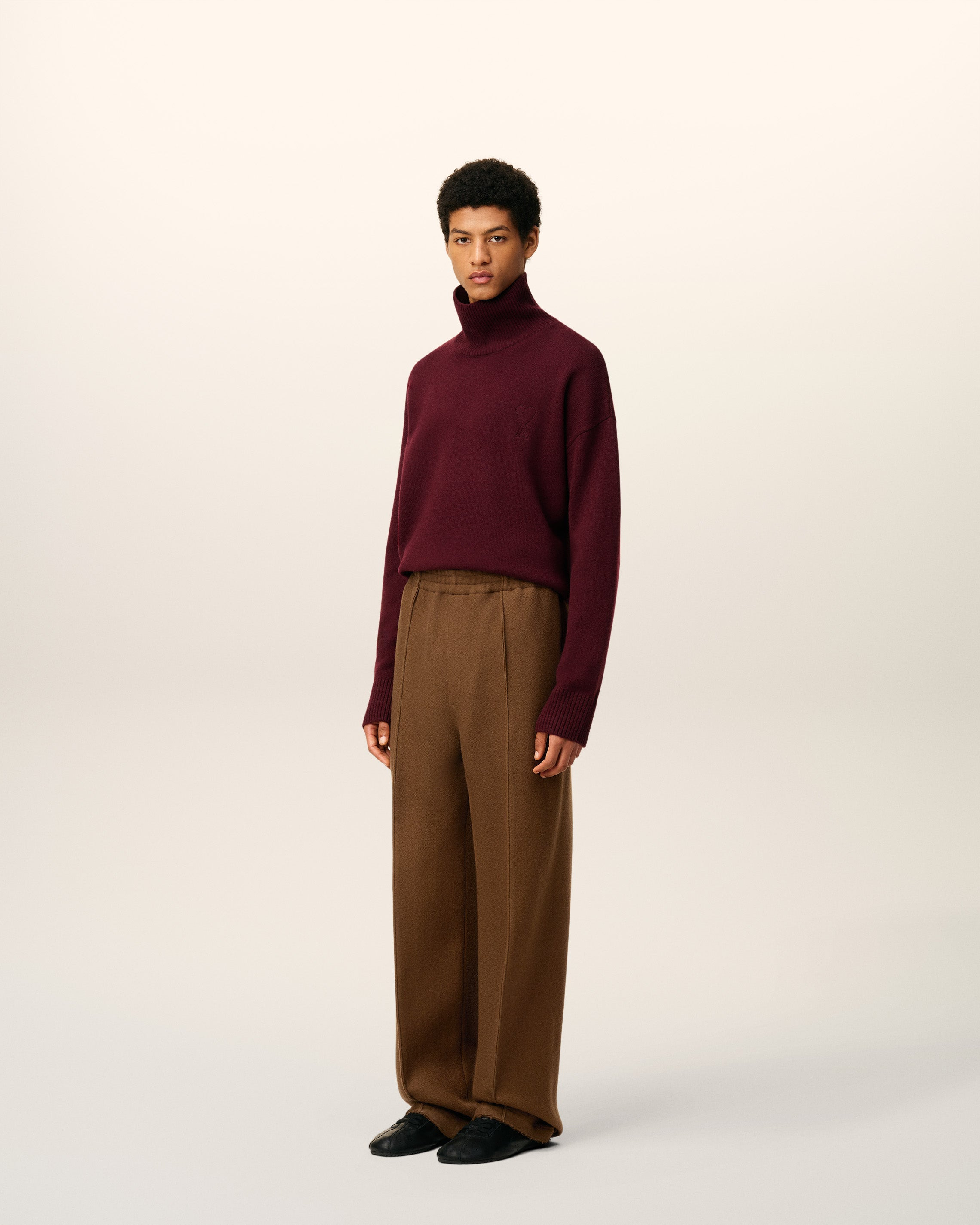 BROWN WOOL ELASTICATED TROUSERS - 5