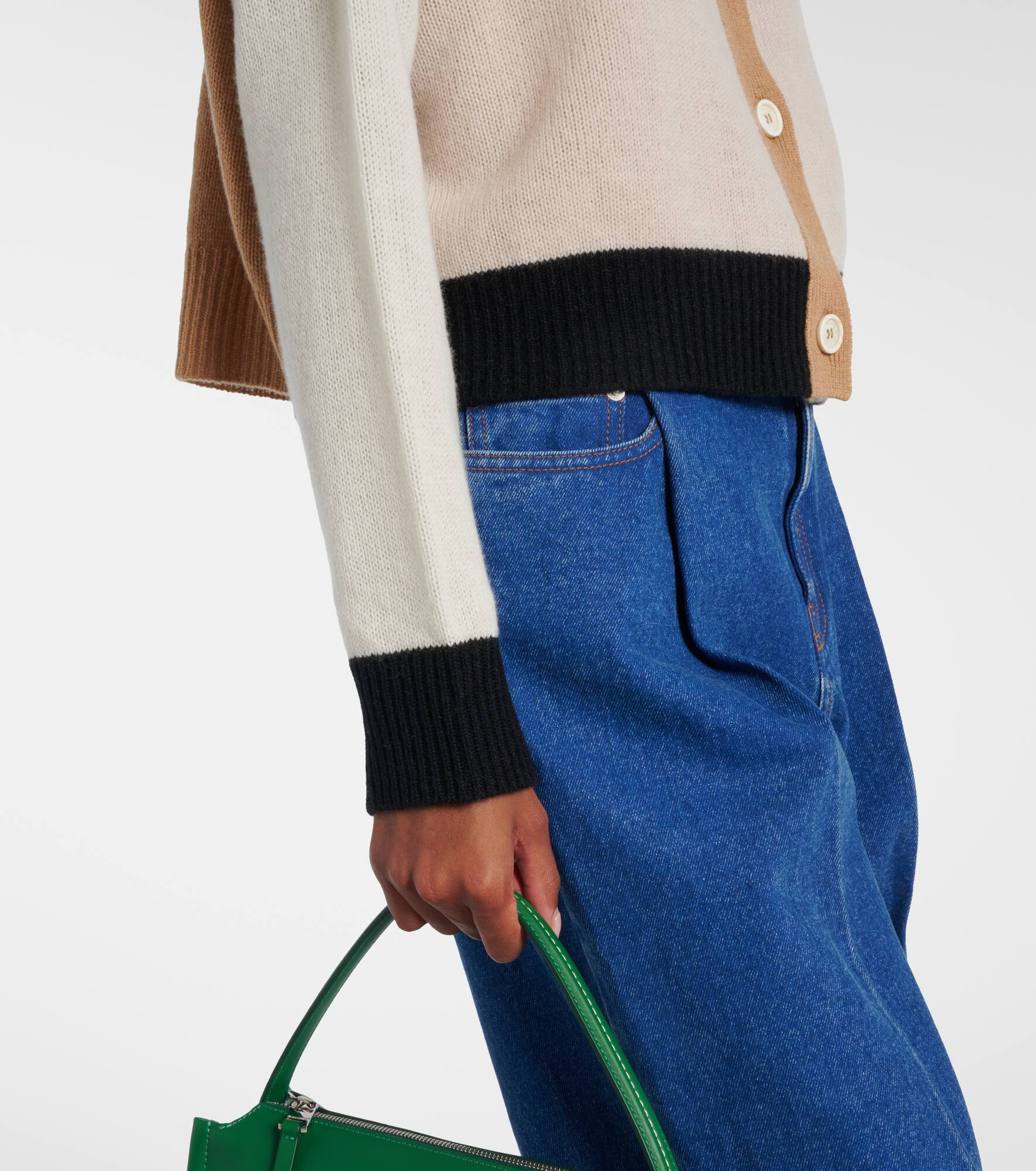 Colorblocked cashmere cardigan - 5