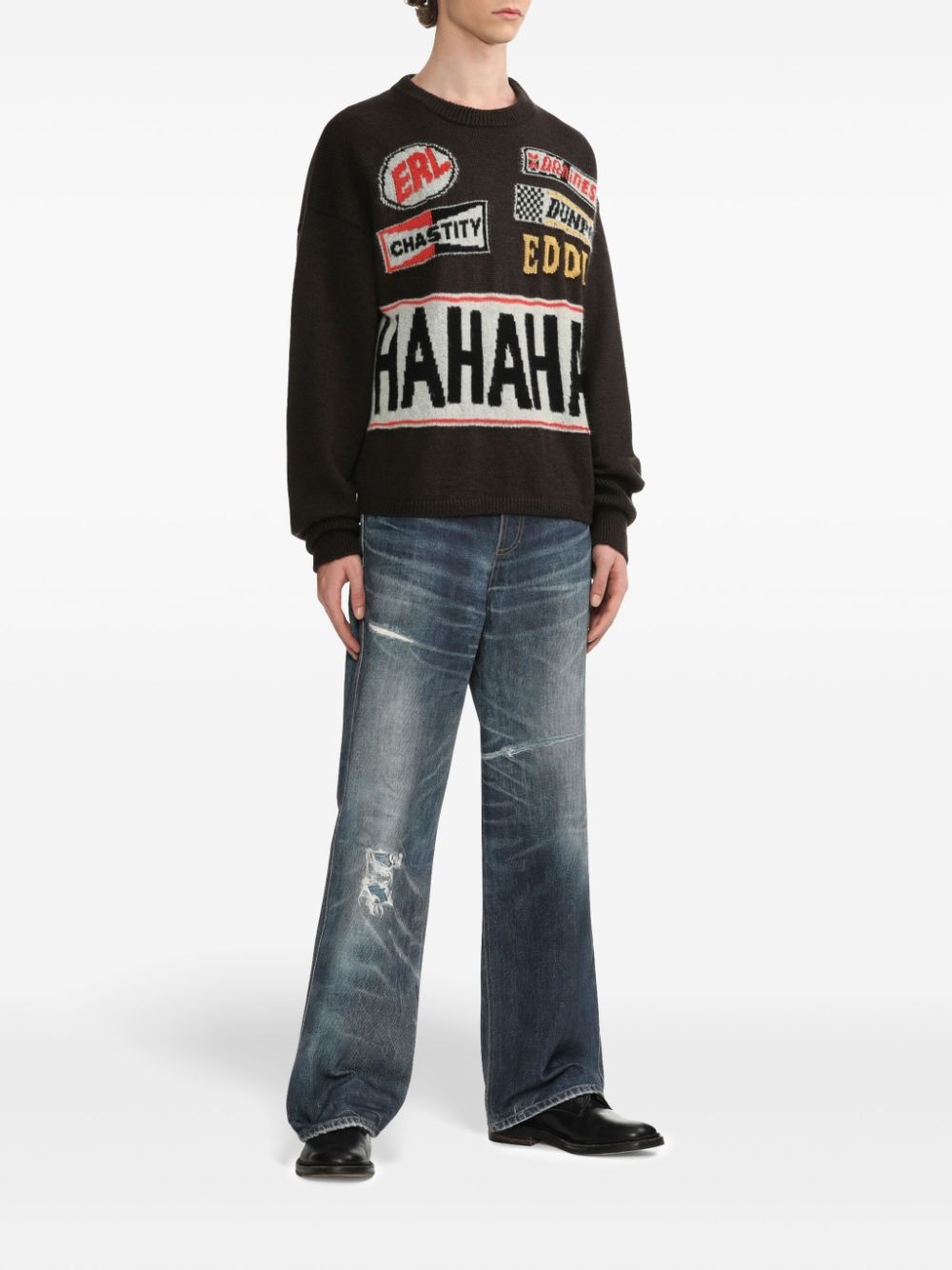 slogan-intarsia jumper - 2