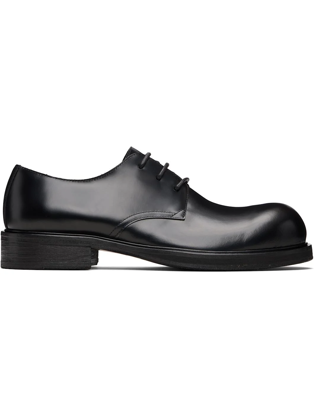 Black Lace-Up Leather Derbys - 1