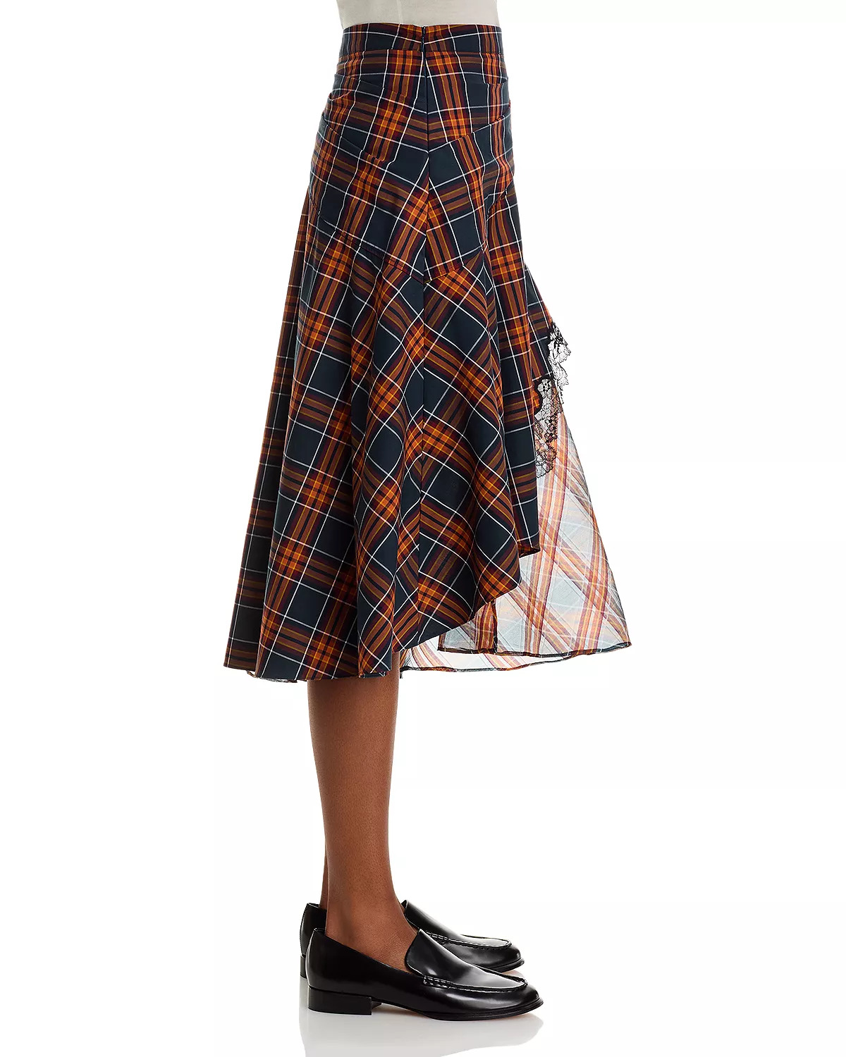 Draped Organza Combo Midi Skirt - 4