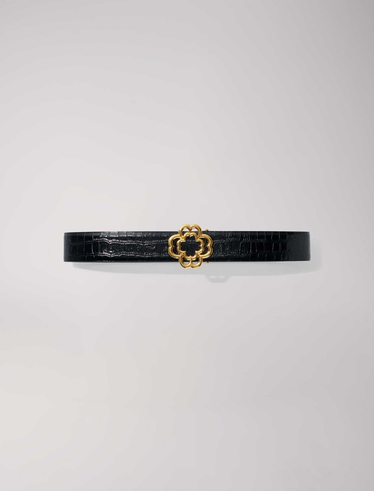 Croc-effect leather double M belt - 8