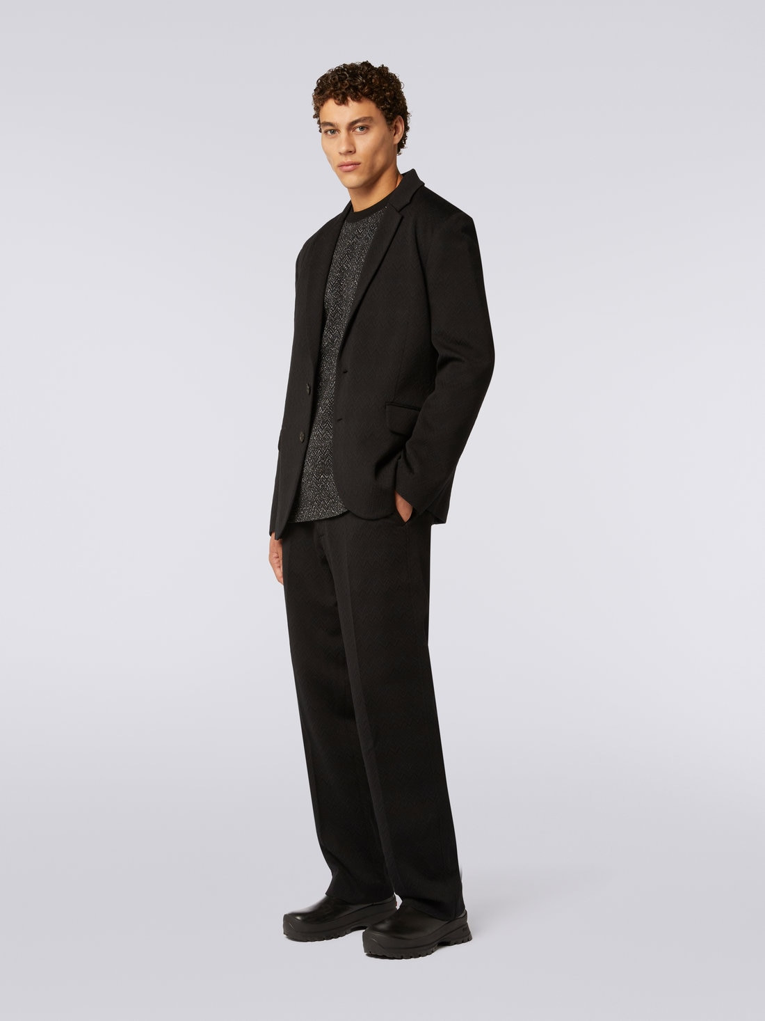 Wool blend jacket with chevron pattern - 3