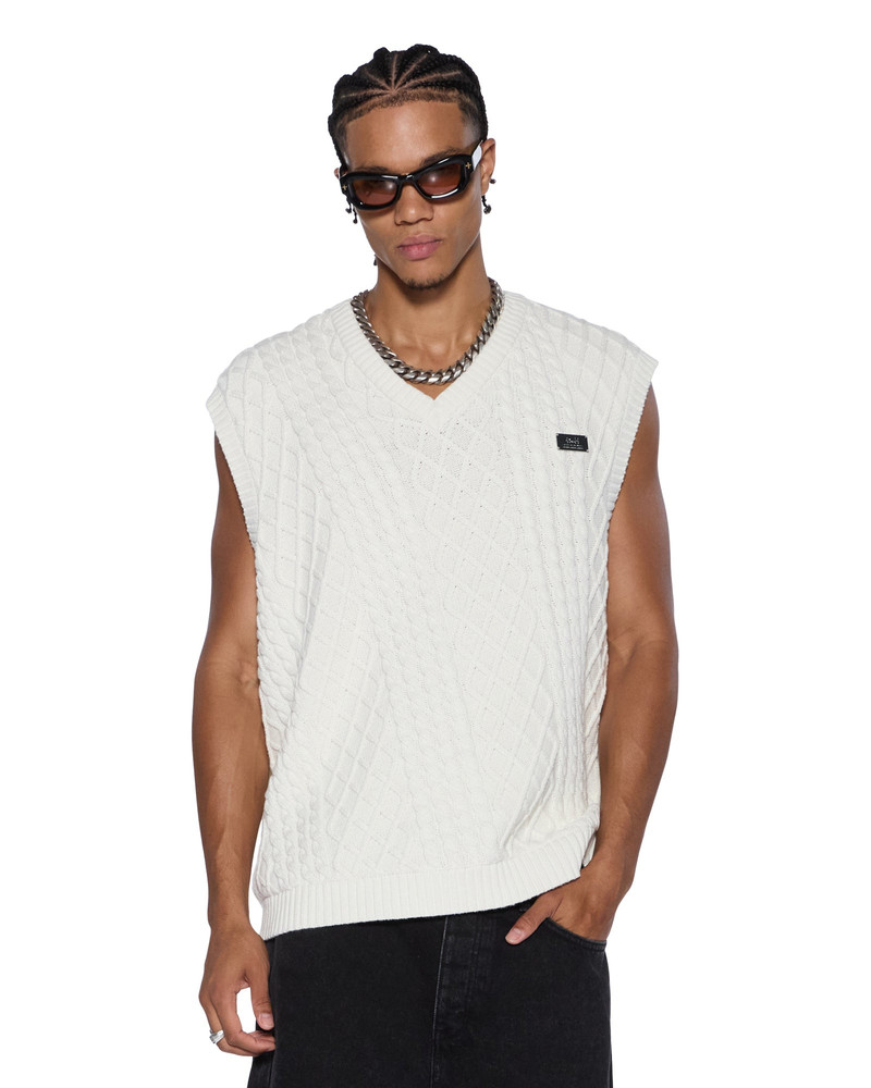 TURNCABLE KNIT VEST VINTAGE WHITE 1