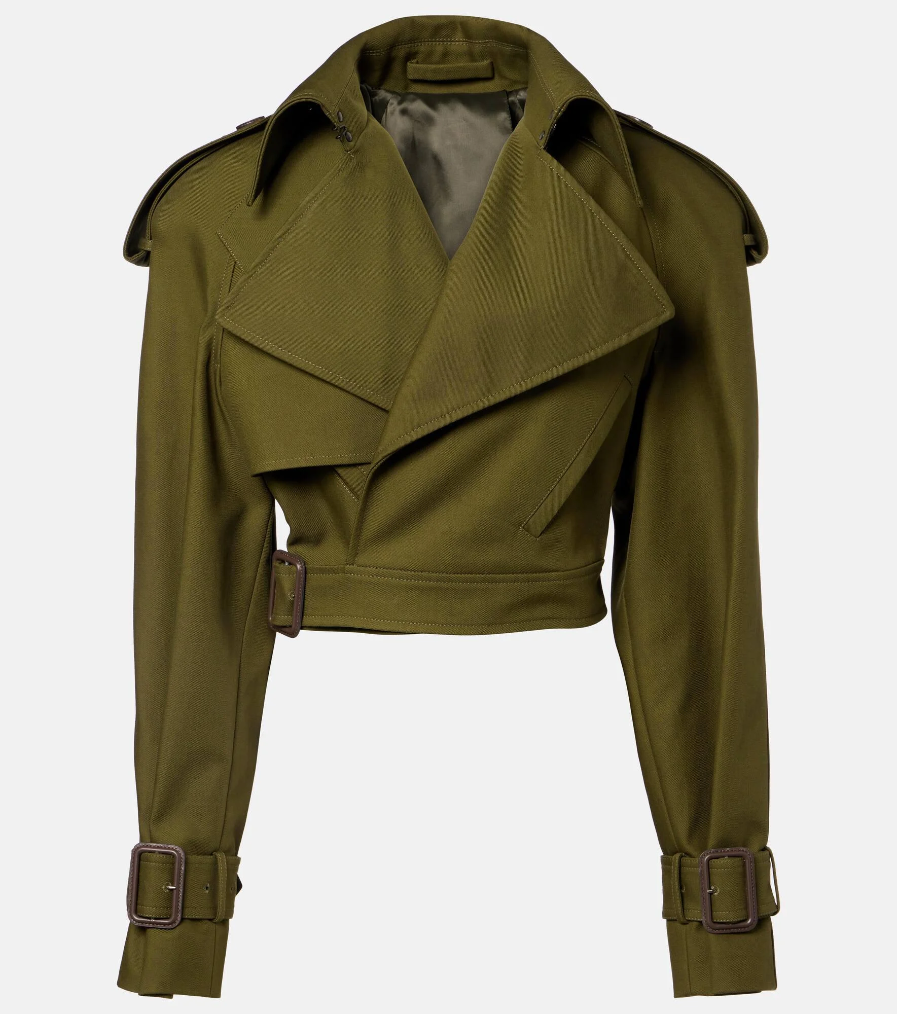 Cropped cotton twill trench coat - 1