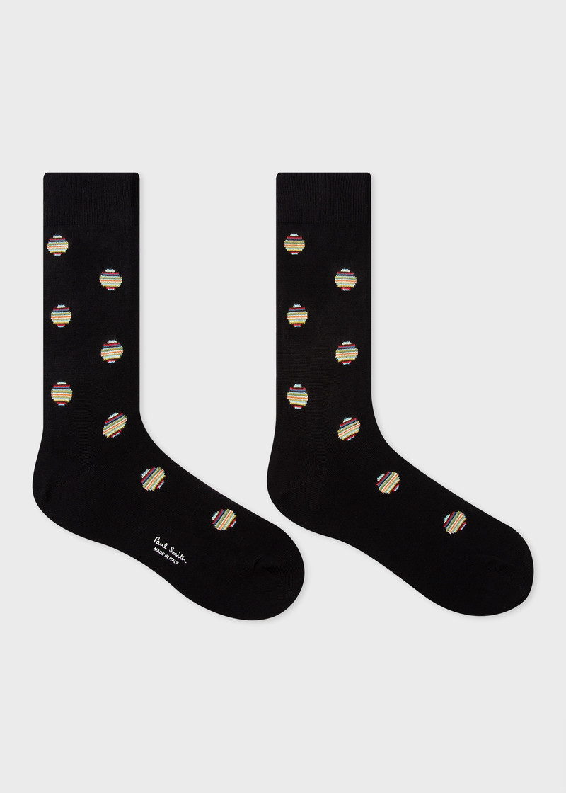 Paul Smith Black 'Signature Stripe Polka Dot' Socks outlook