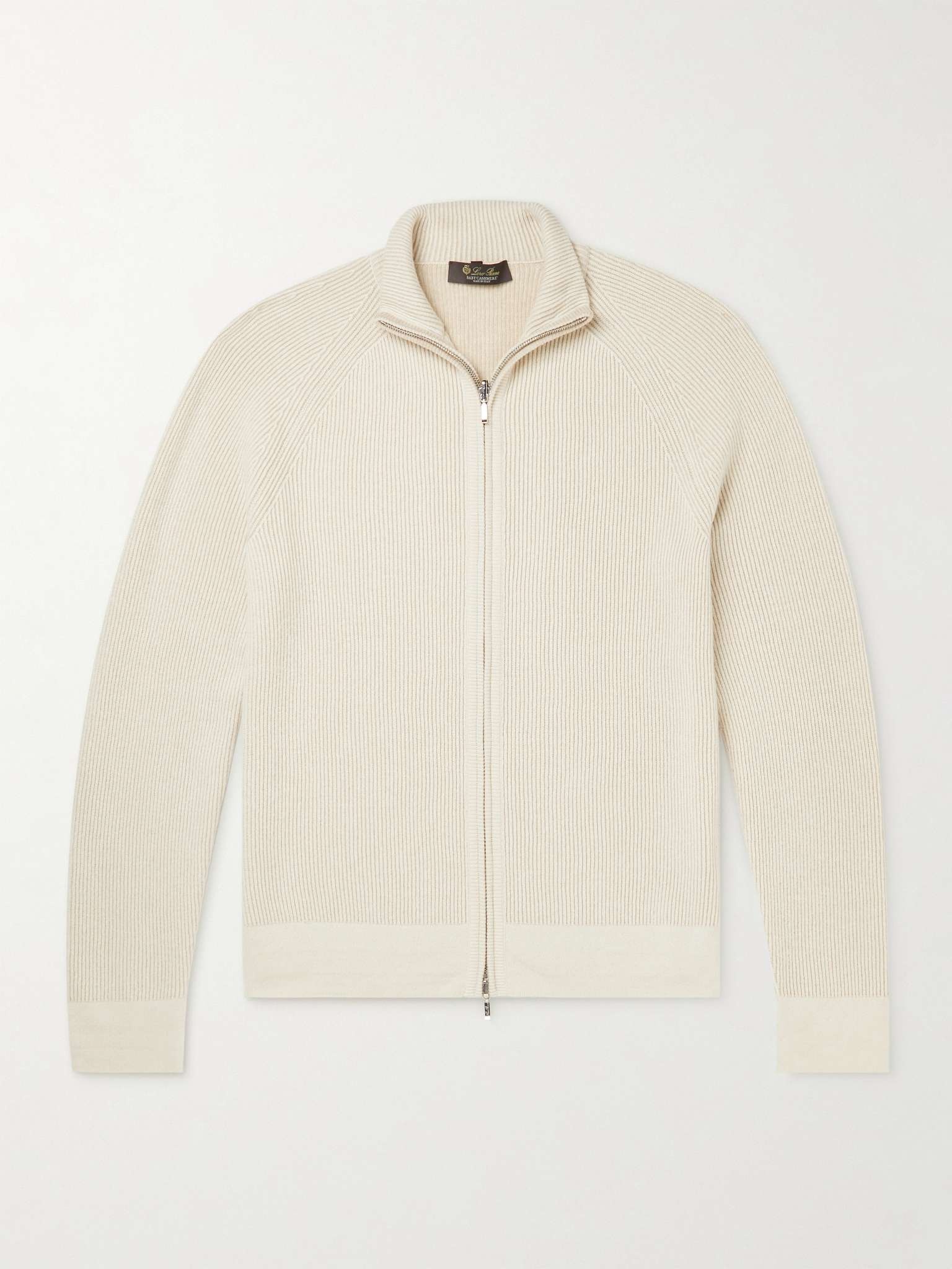 Loro Piana Ribbed Baby Cashmere Zip-Up Sweater | REVERSIBLE