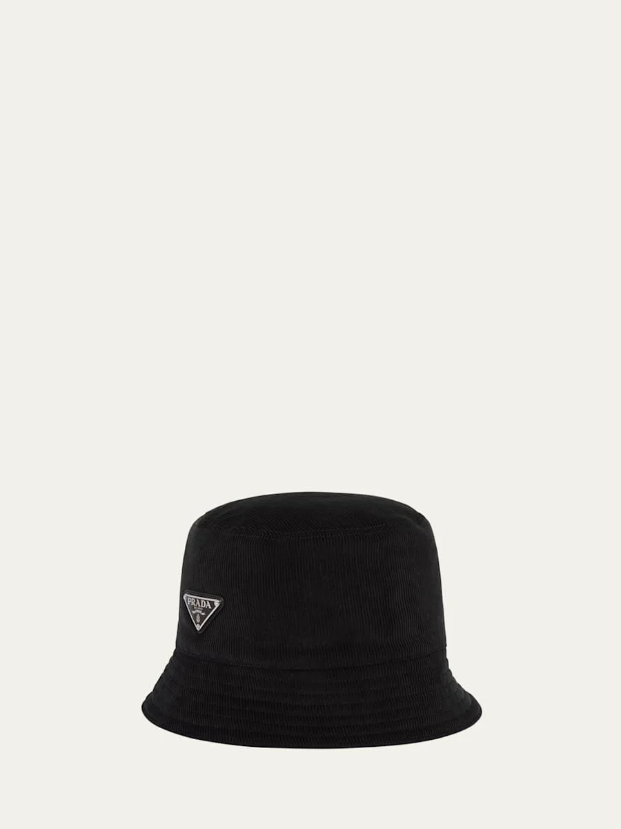 Men's Triangle Logo Corduroy Bucket Hat - 1