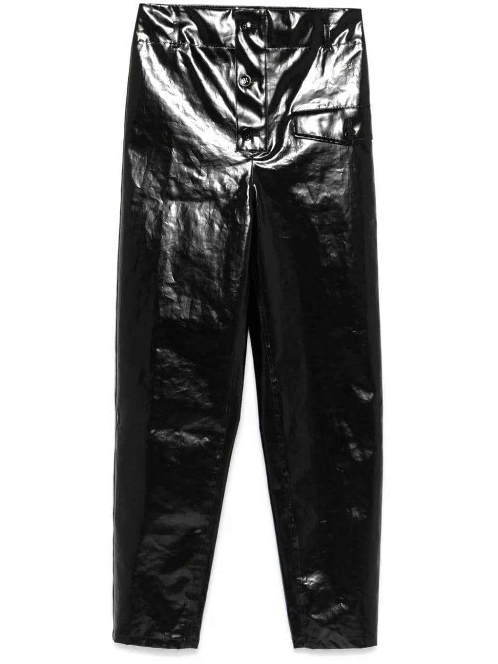 paperbag-waist coated trousers - 1