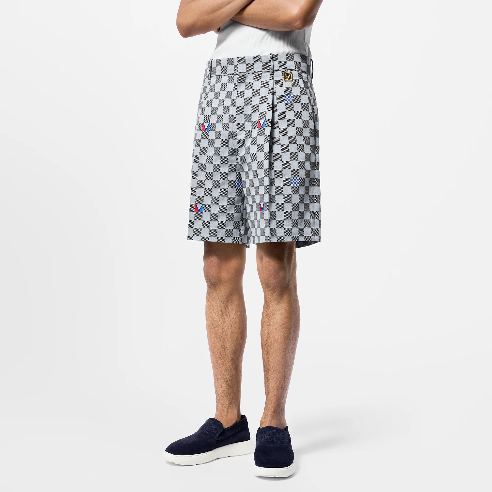 Damier Cotton Tailored Shorts - 2