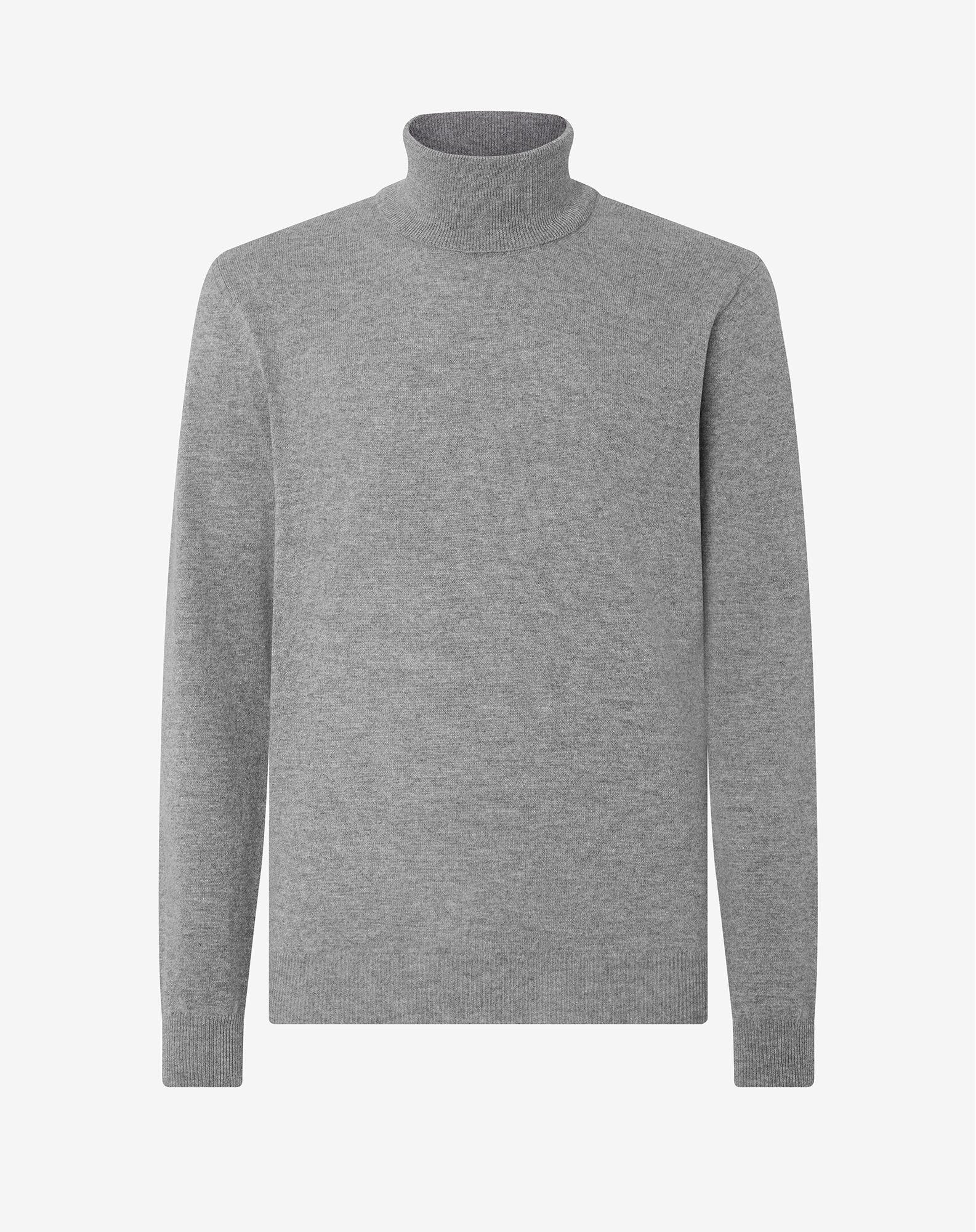 Melange grey wool and cashmere turtleneck - 1