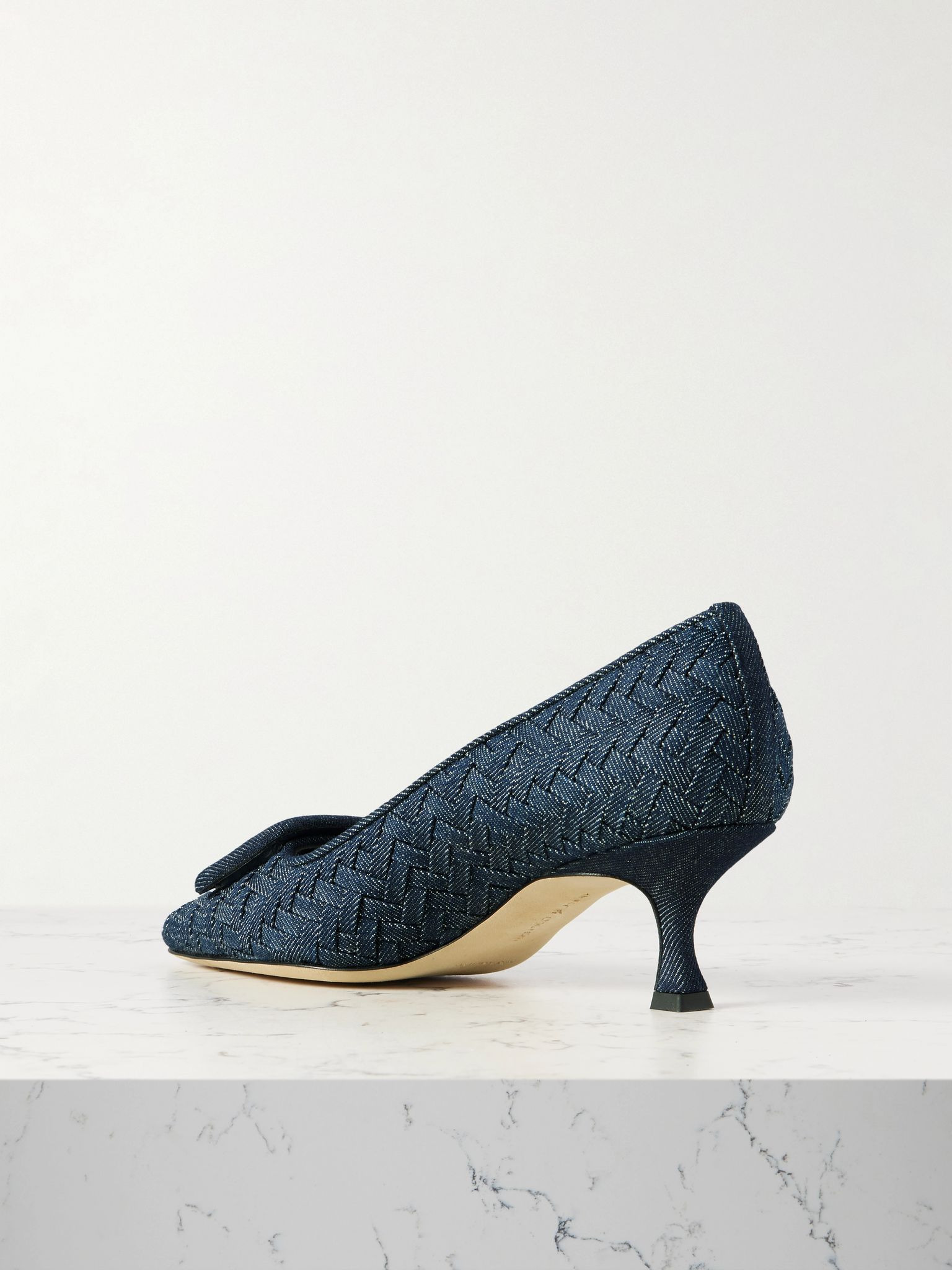 Maysale 70 buckled woven denim pumps Dark denim - 3