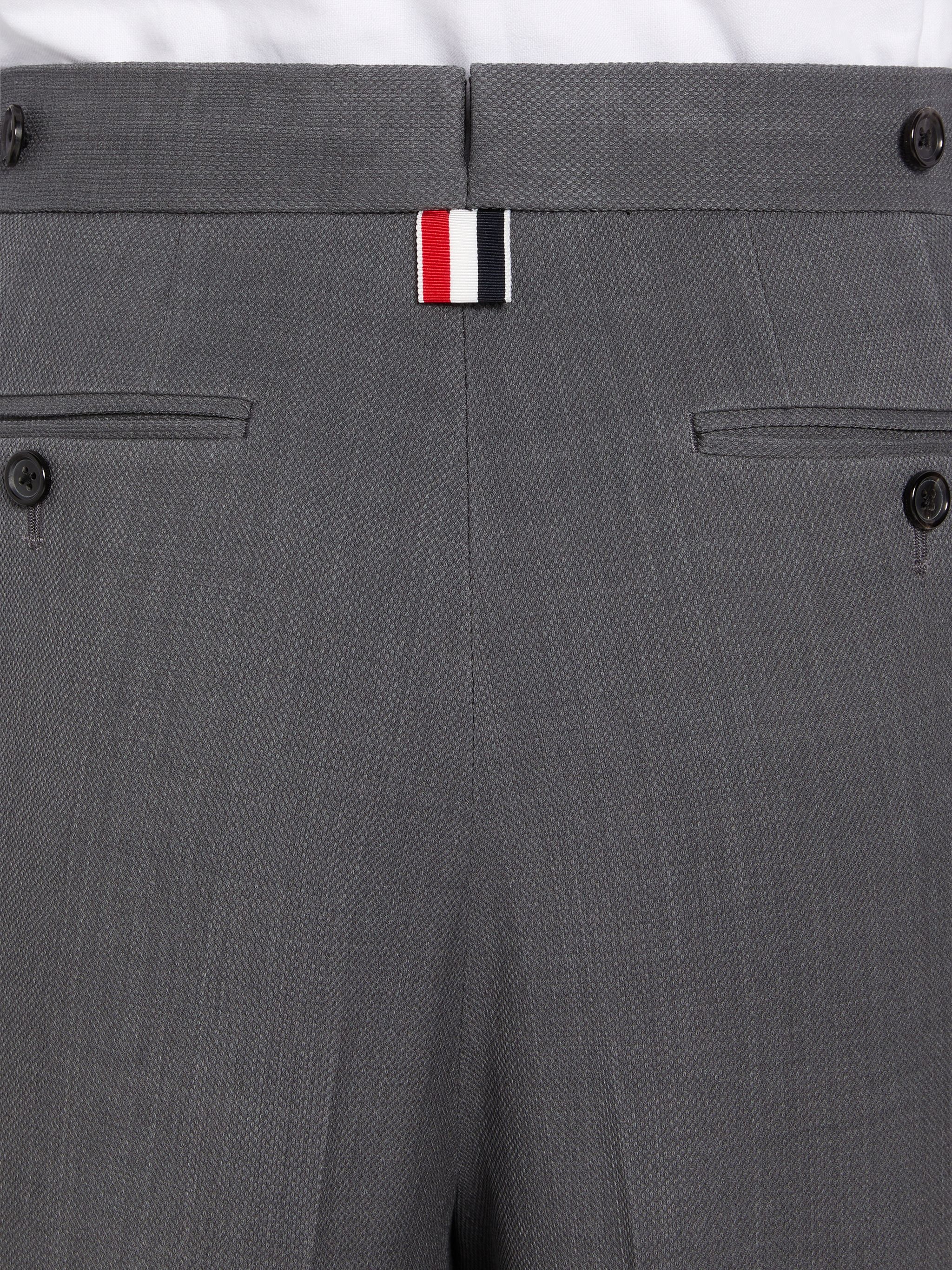 Medium Grey Wool Pique Suiting Single Pleat Trouser - 6