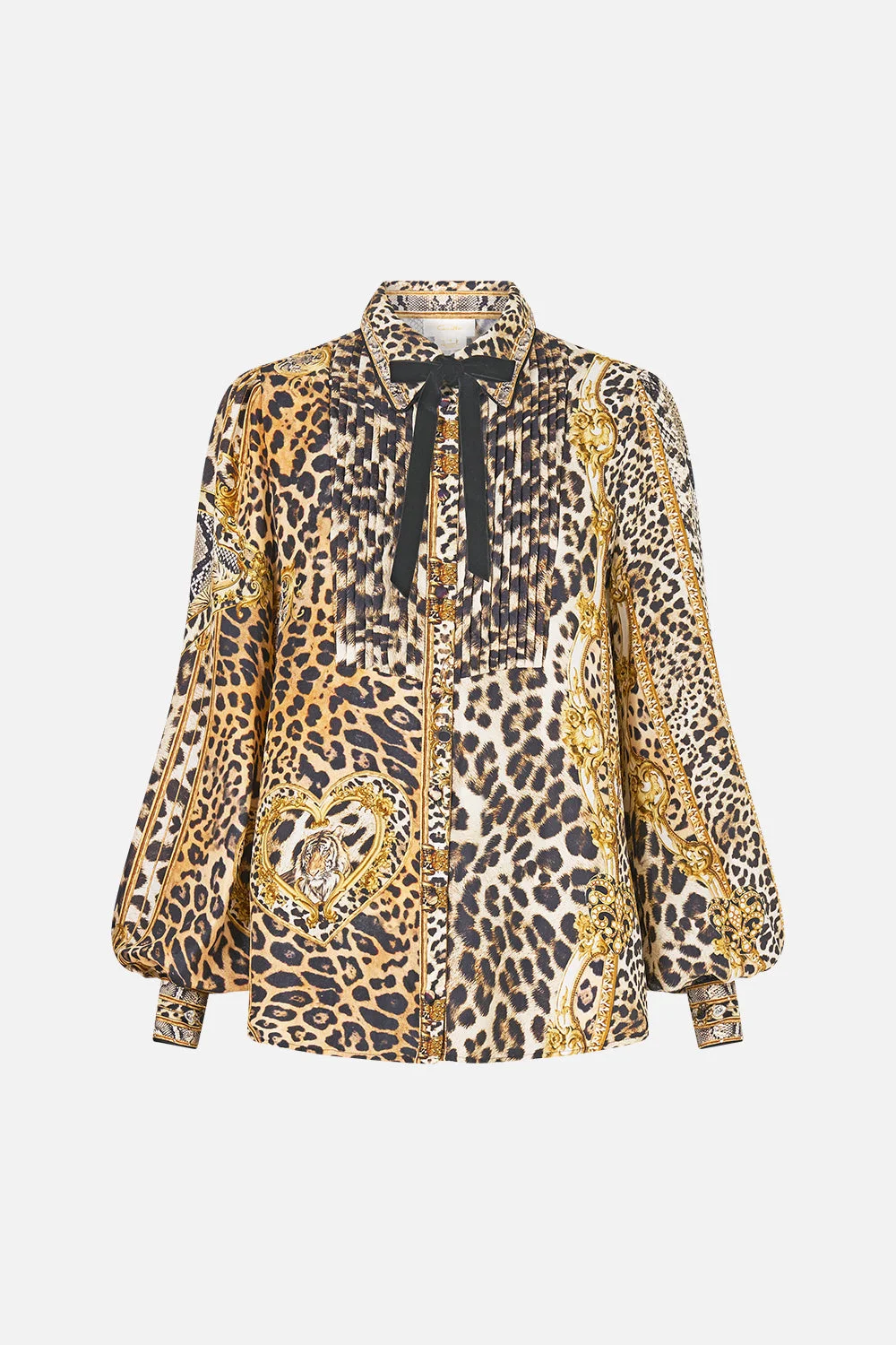 COLLARED SHIRT WITH PINTUCKS LEOPARD LIBERTINE - 1