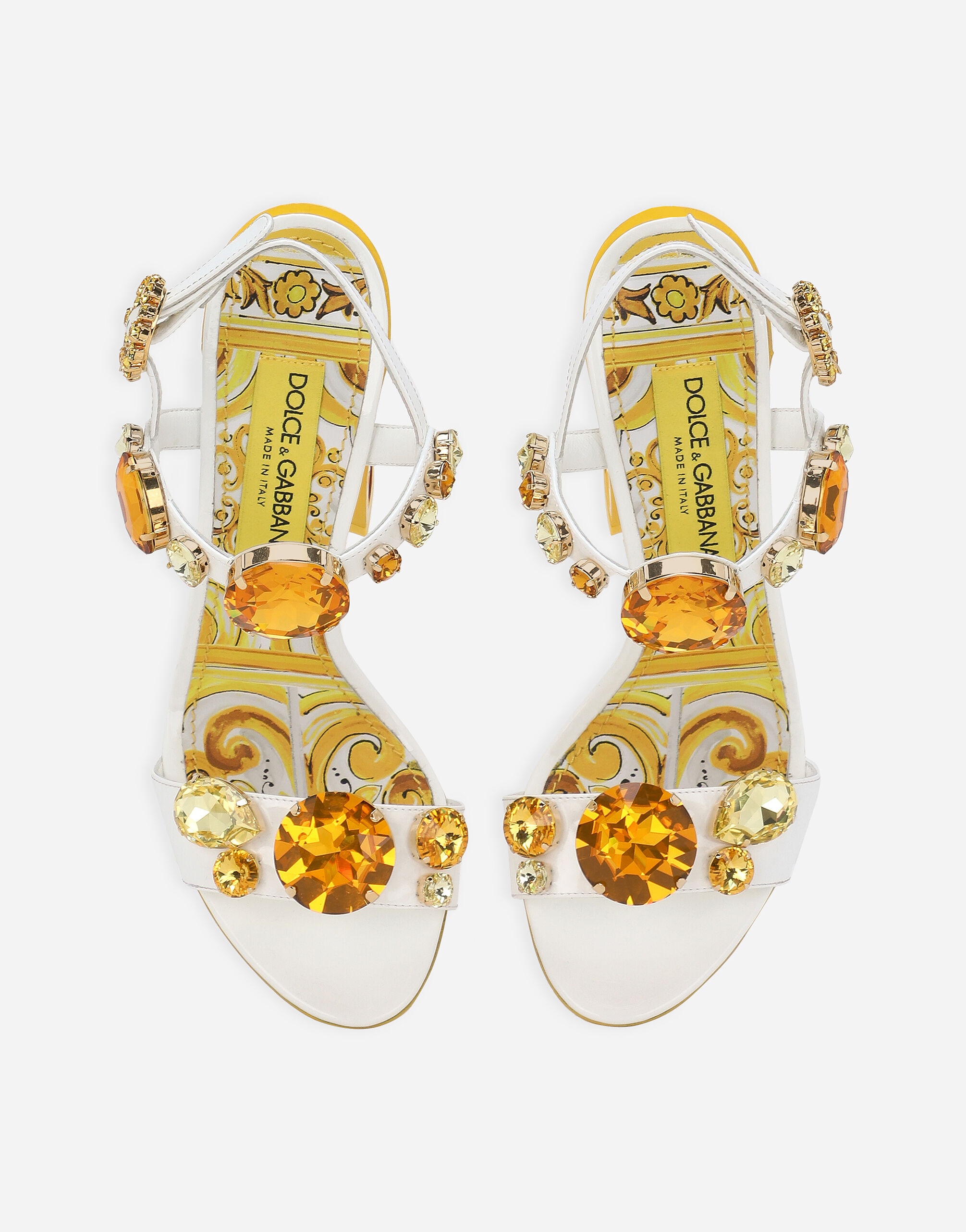 Patent leather sandals with stone embellishment and painted heel - 4