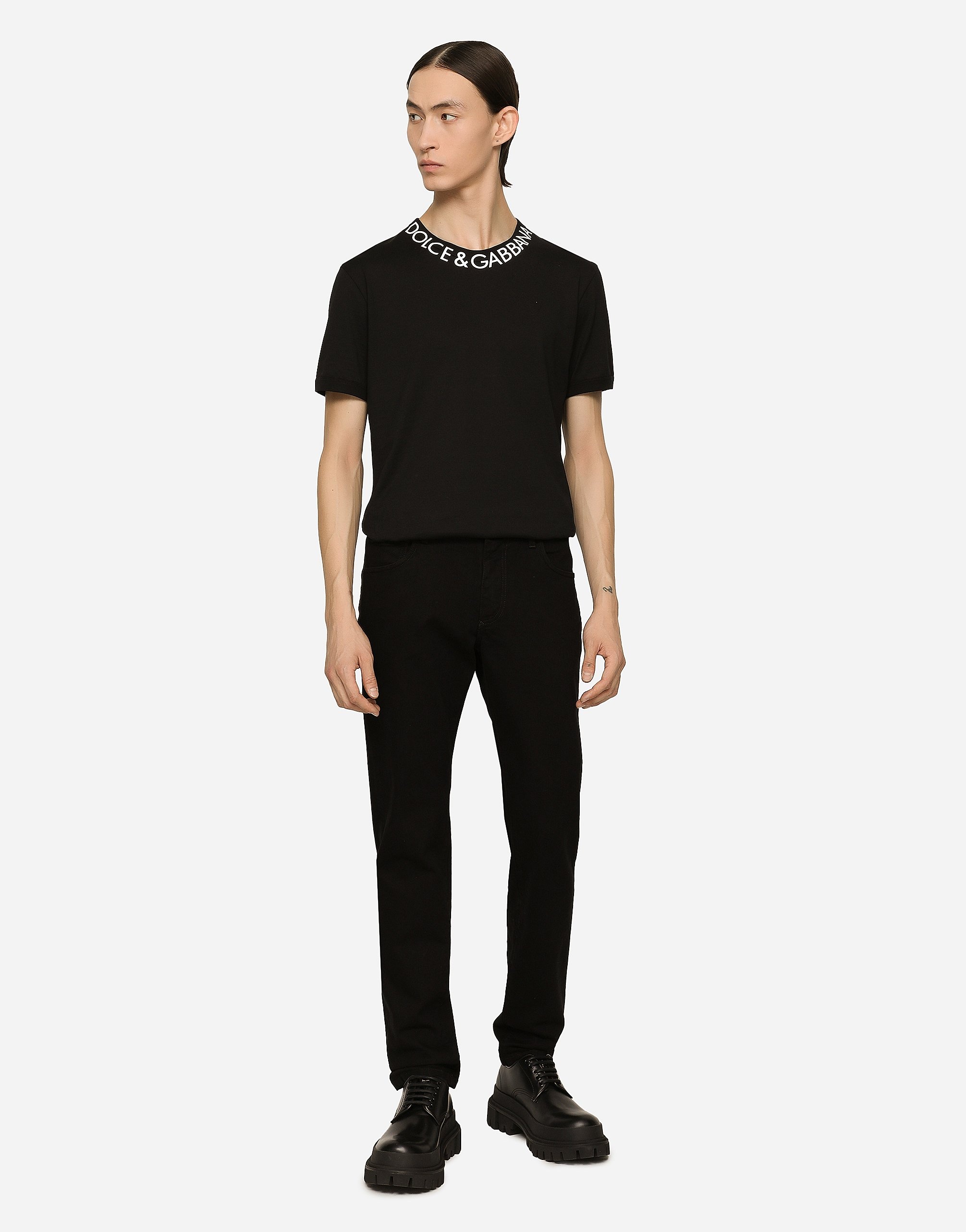 Black wash slim-fit stretch jeans - 2