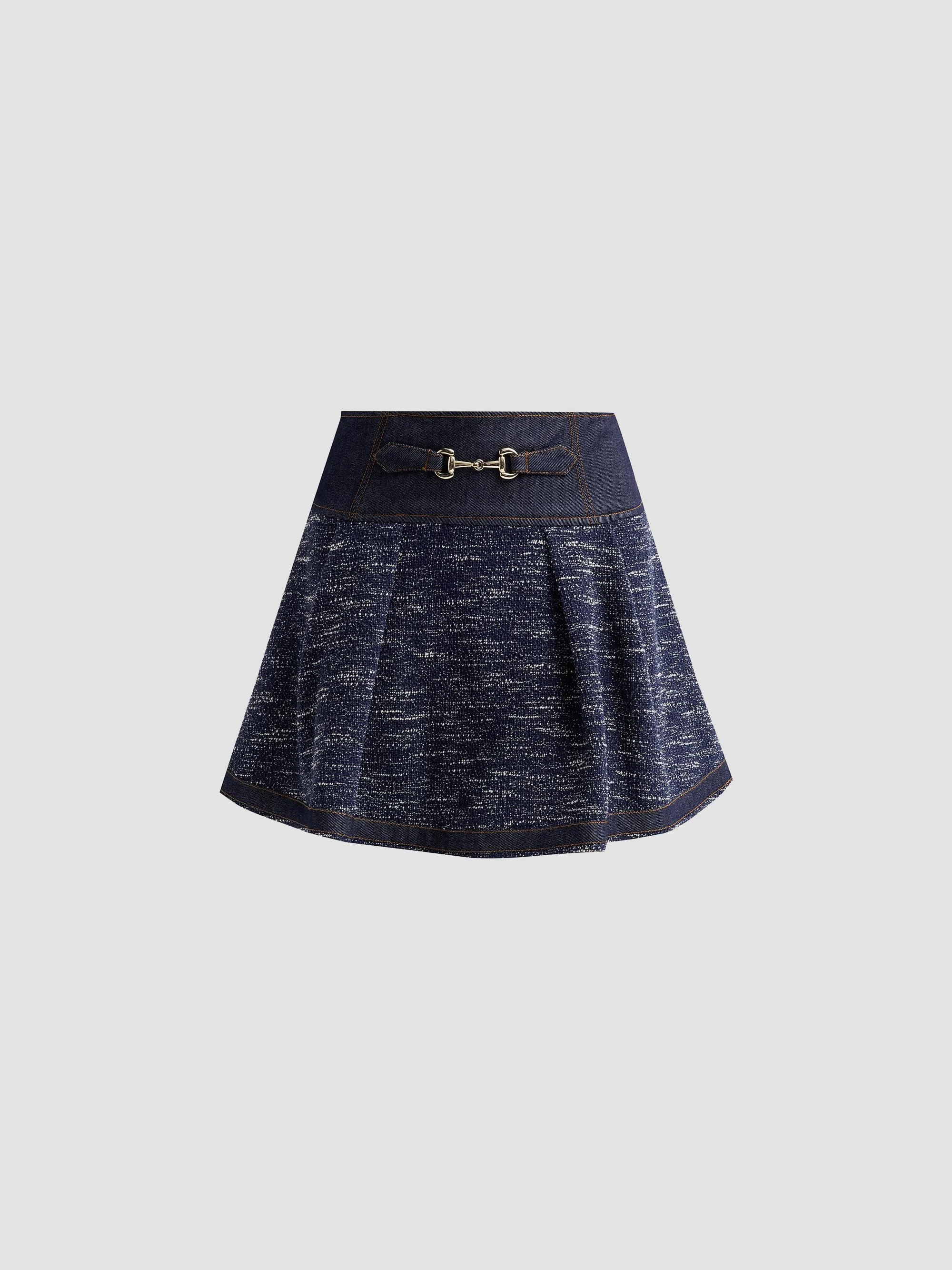 Women's Diana Denim-Tweed Mini Skirt - Navy Tweed - 1